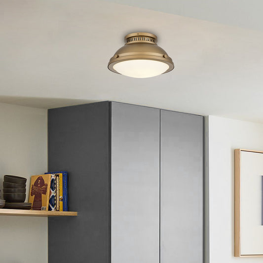 Halo 1-Light 11" Polished Brass Flush Mount Ceiling Light