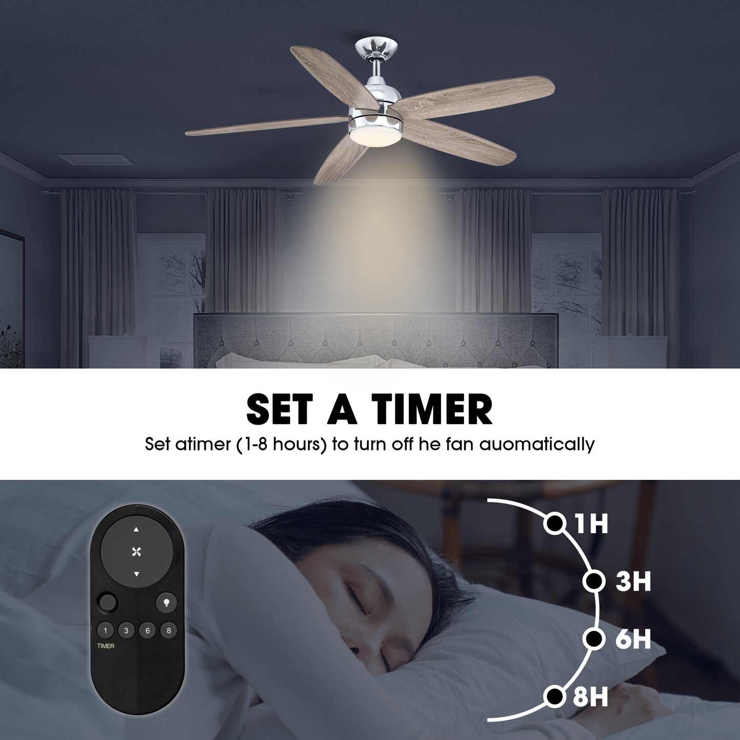 BreezeLite 52" Modern Chrome 3000K LED Ceiling Fan