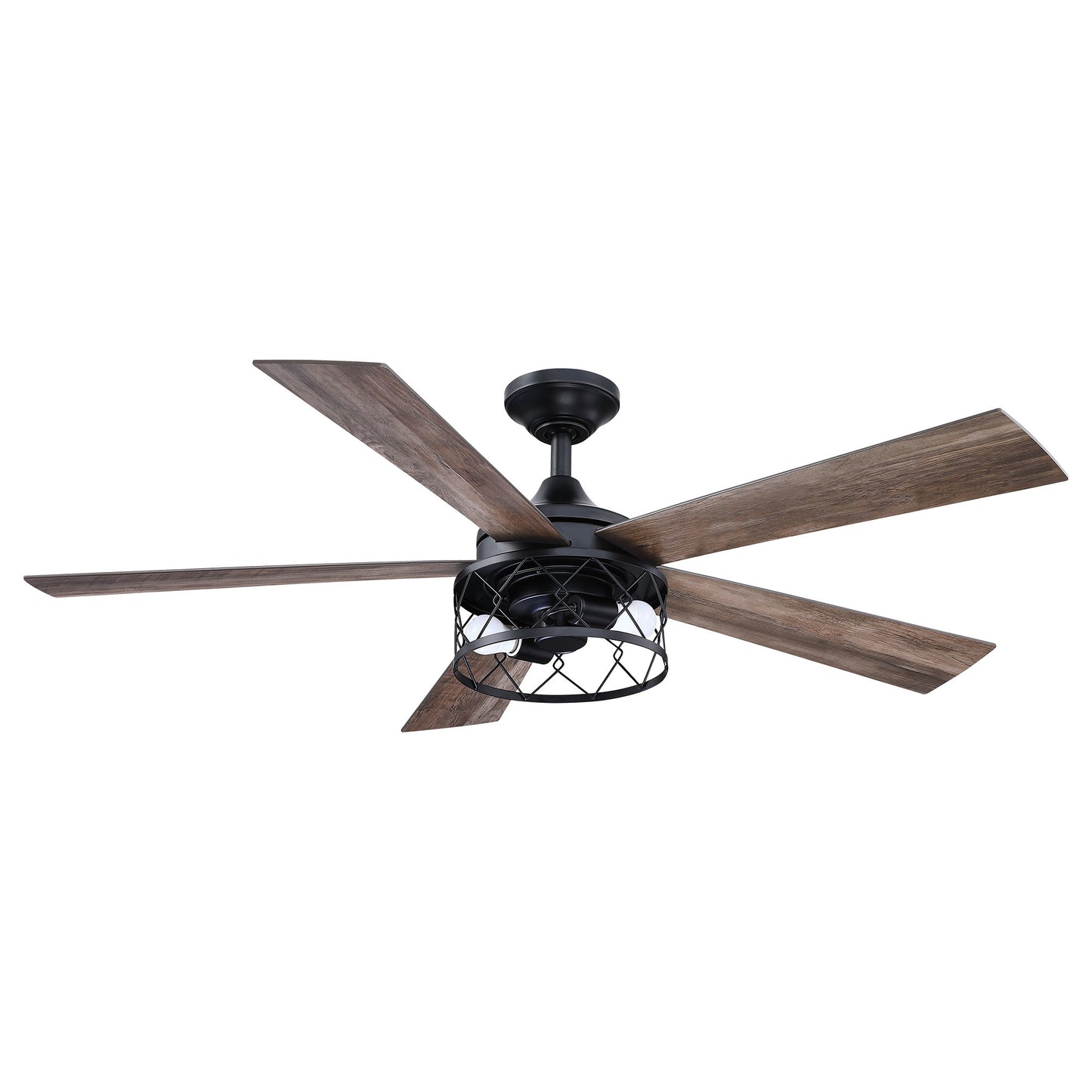 BreezeLite 52" Black Farmhouse 5-Blade LED Downrod Mounted Ceiling Fan