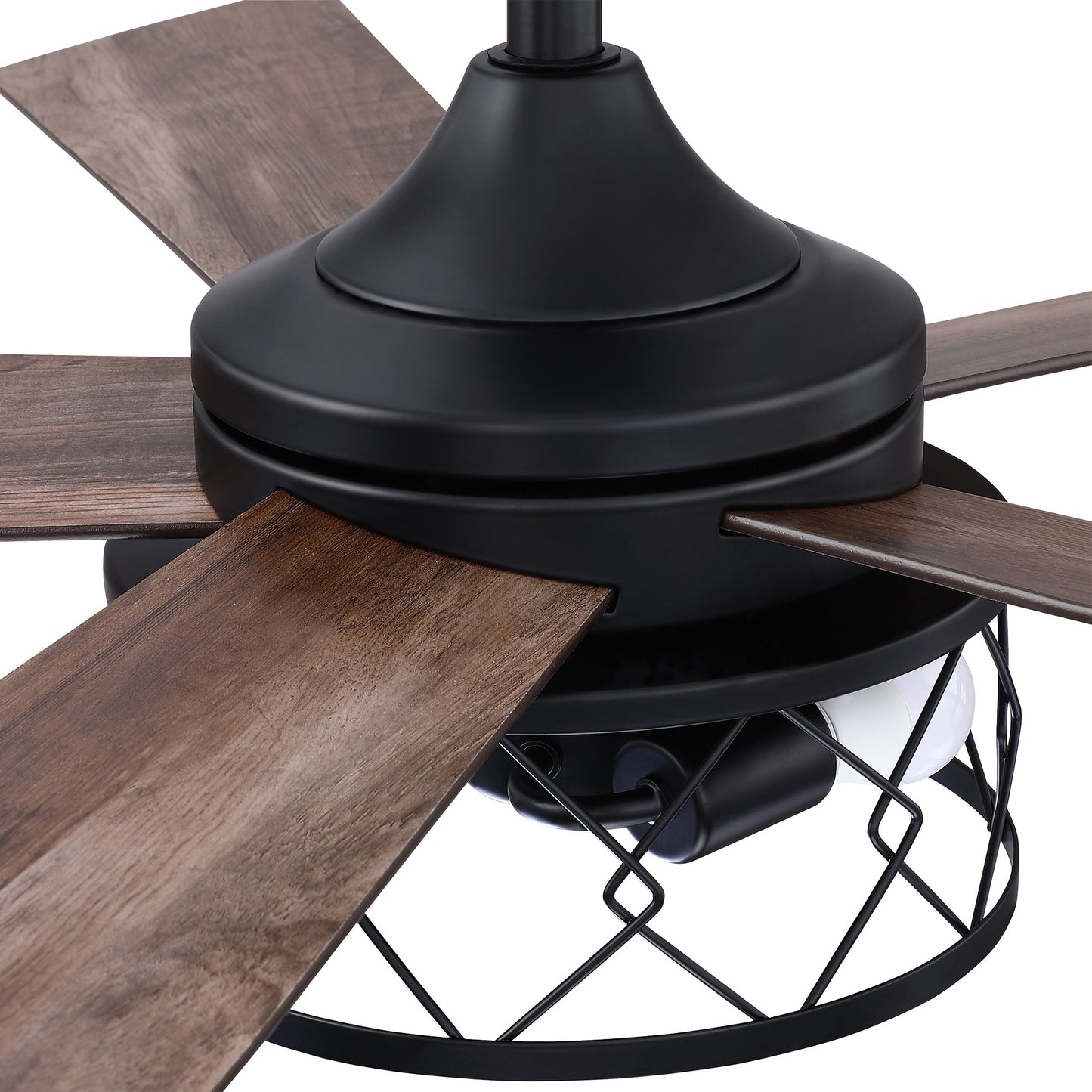 BreezeLite 52" Black Farmhouse 5-Blade LED Downrod Mounted Ceiling Fan