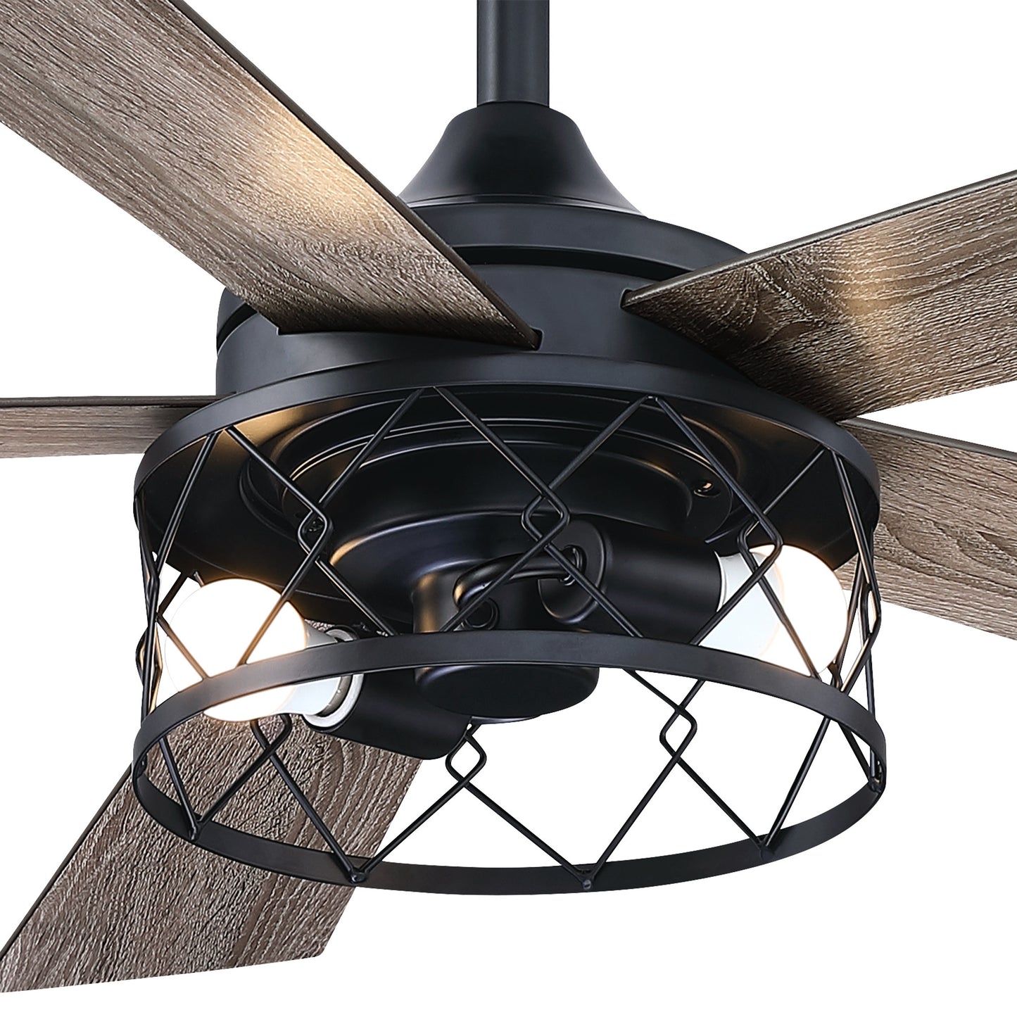 BreezeLite 52" Black Farmhouse 5-Blade LED Downrod Mounted Ceiling Fan