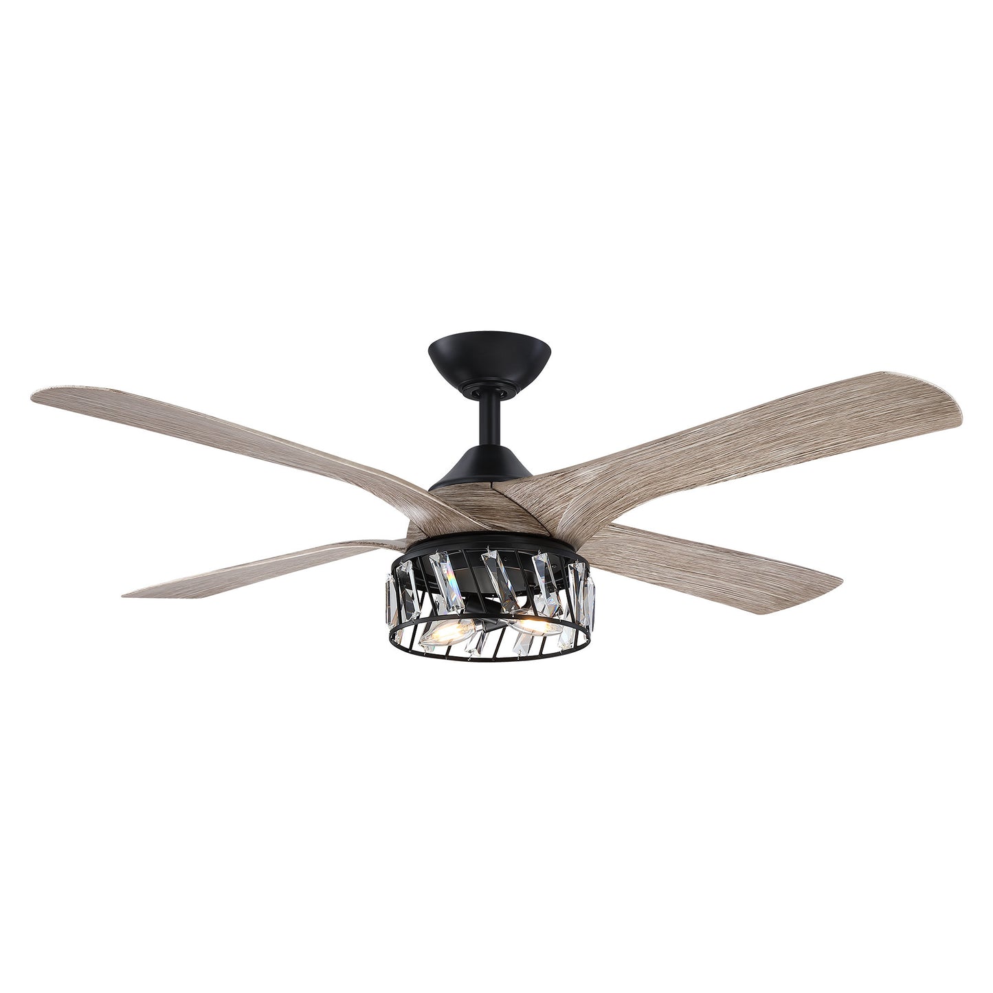 BreezeLite 52" Modern Crystal Reversible 2-Light Ceiling Fan