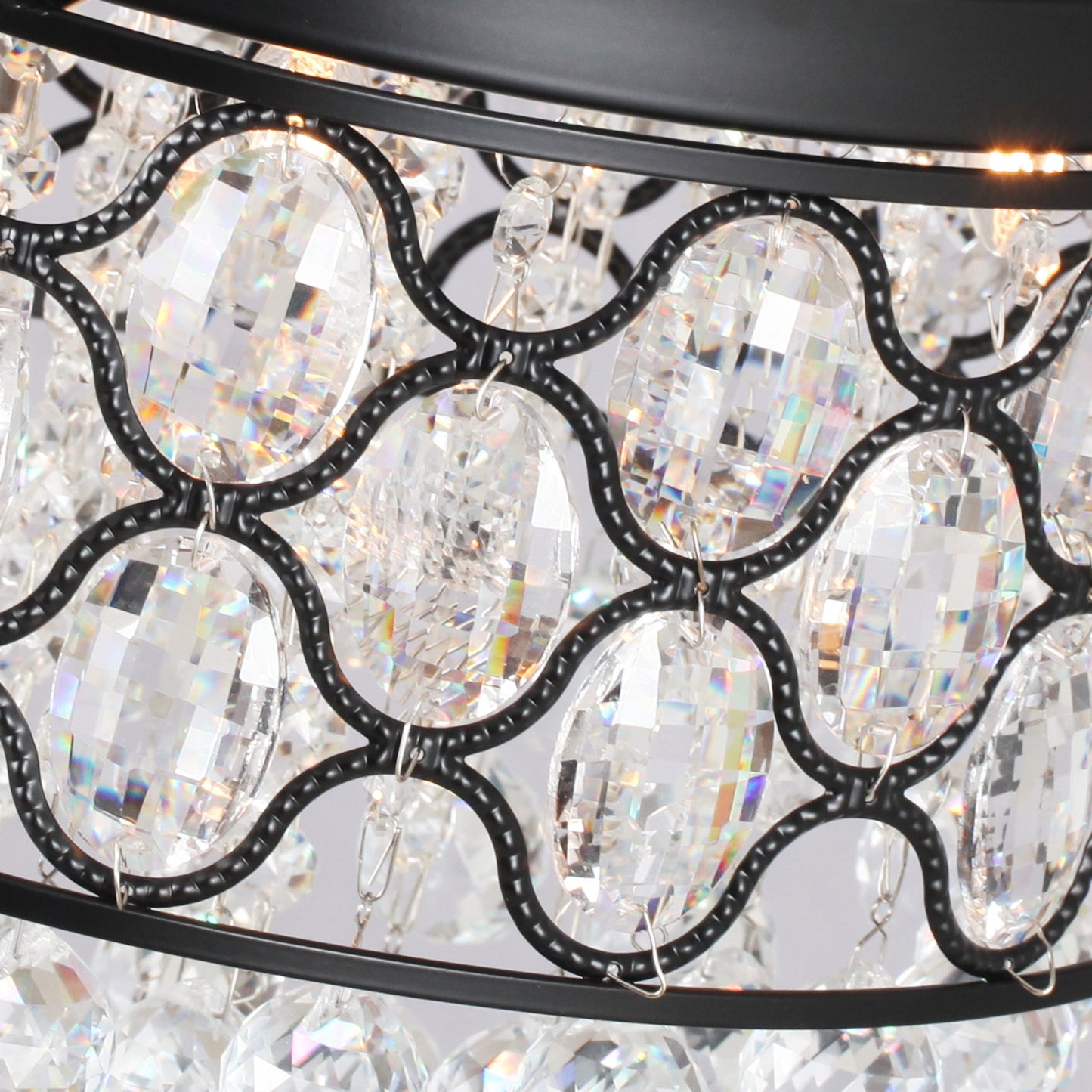 BreezeLite 52" Black 5-Blade 4-Light Downrod Mount Crystal Ceiling Fan