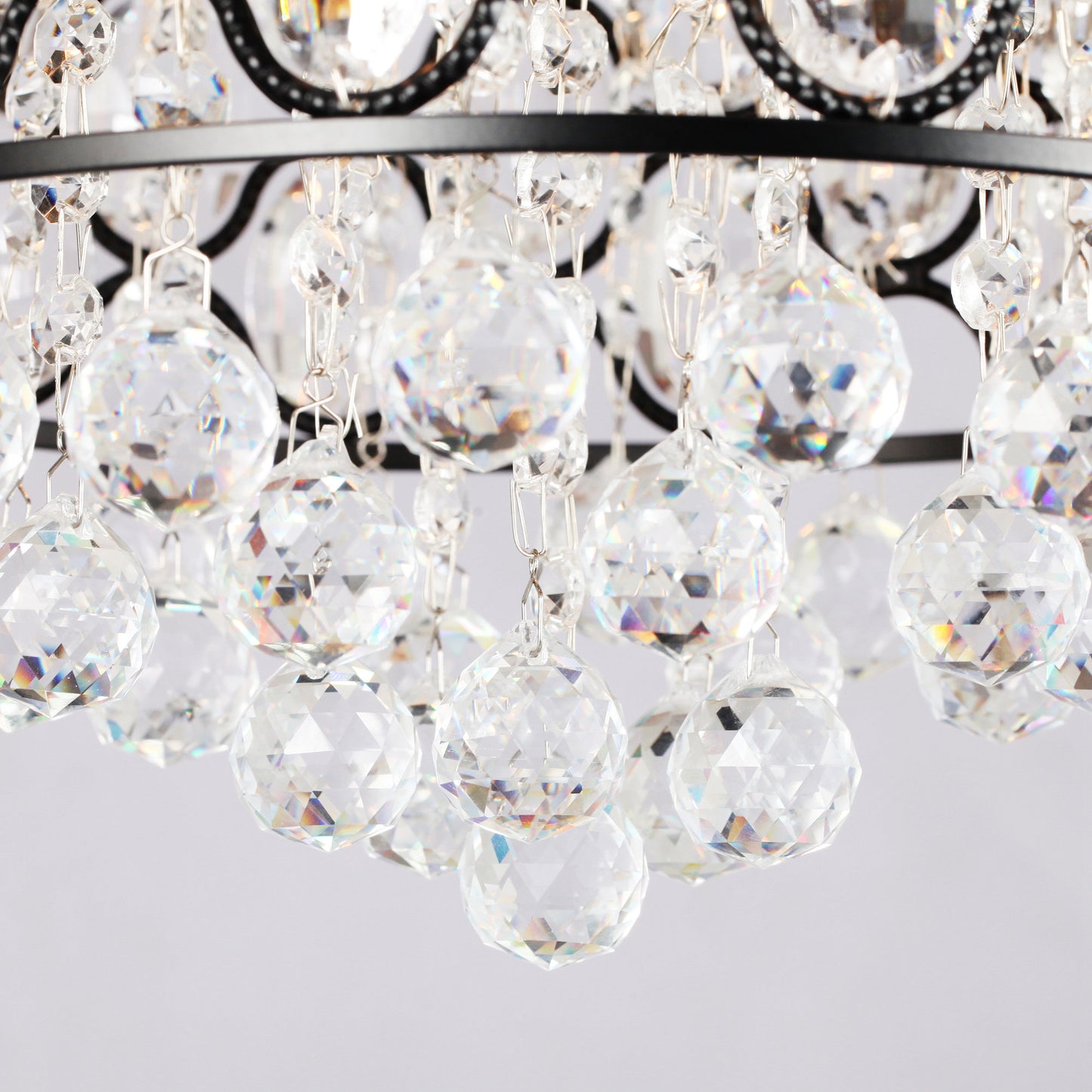 BreezeLite 52" Black 5-Blade 4-Light Downrod Mount Crystal Ceiling Fan