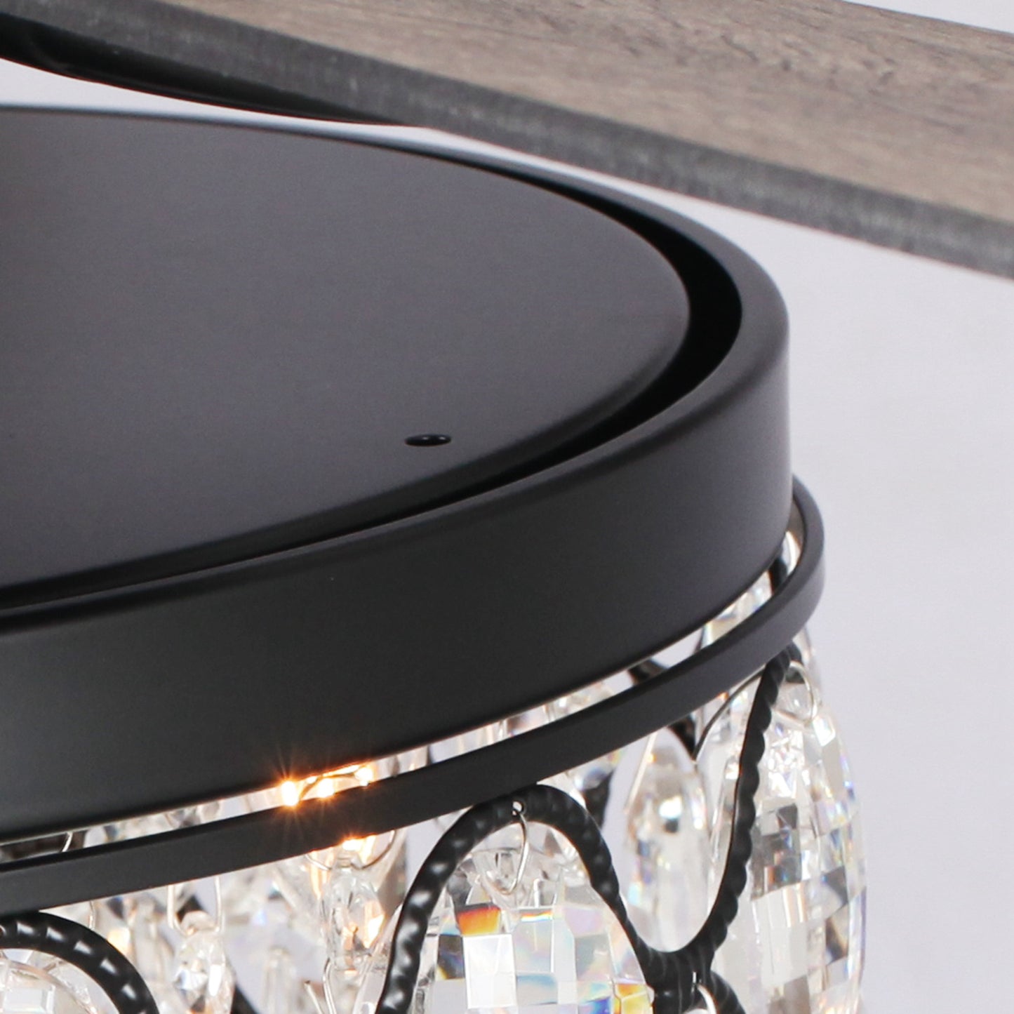 BreezeLite 52" Black 5-Blade 4-Light Downrod Mount Crystal Ceiling Fan