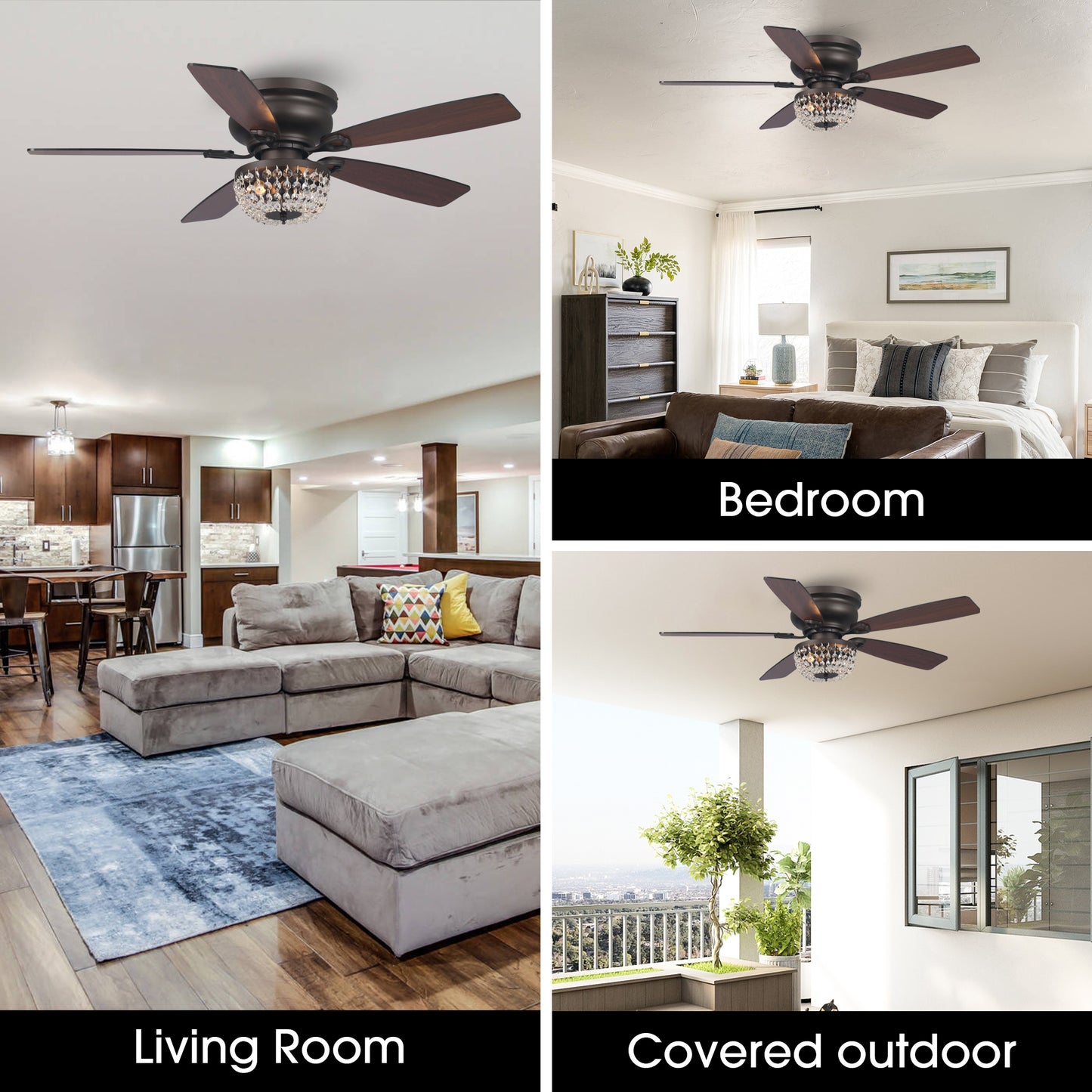 BreezeLite 48" Industrial Oil Rubbed Bronze Glass Ceiling Fan