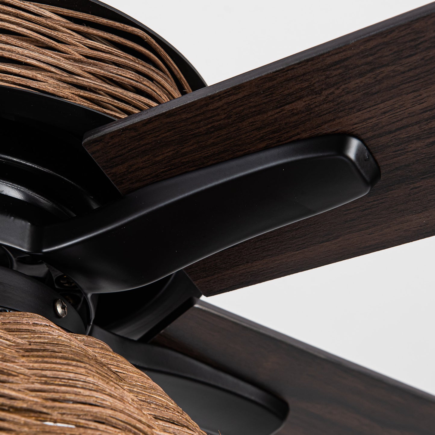 BreezeLite 52" Farmhouse Matte Black Rattan Ceiling Fan