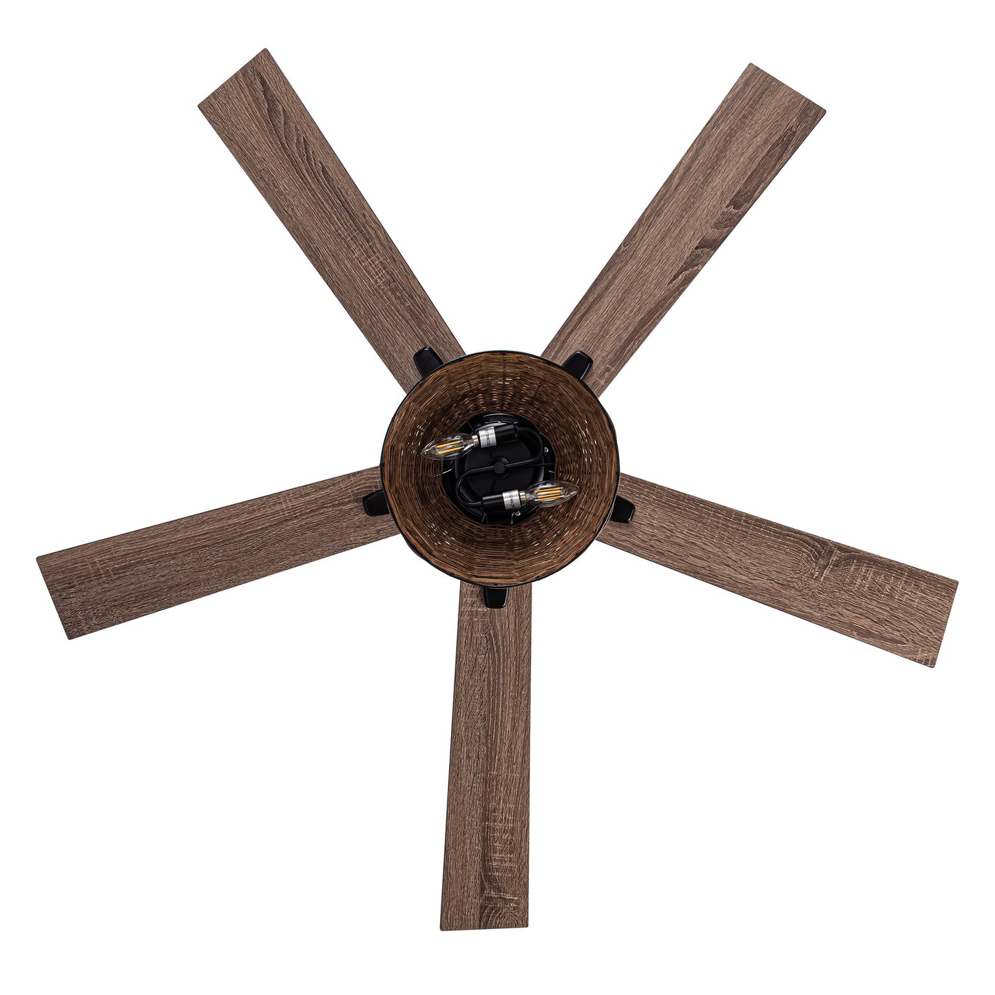 BreezeLite 52" Farmhouse Matte Black Rattan Ceiling Fan