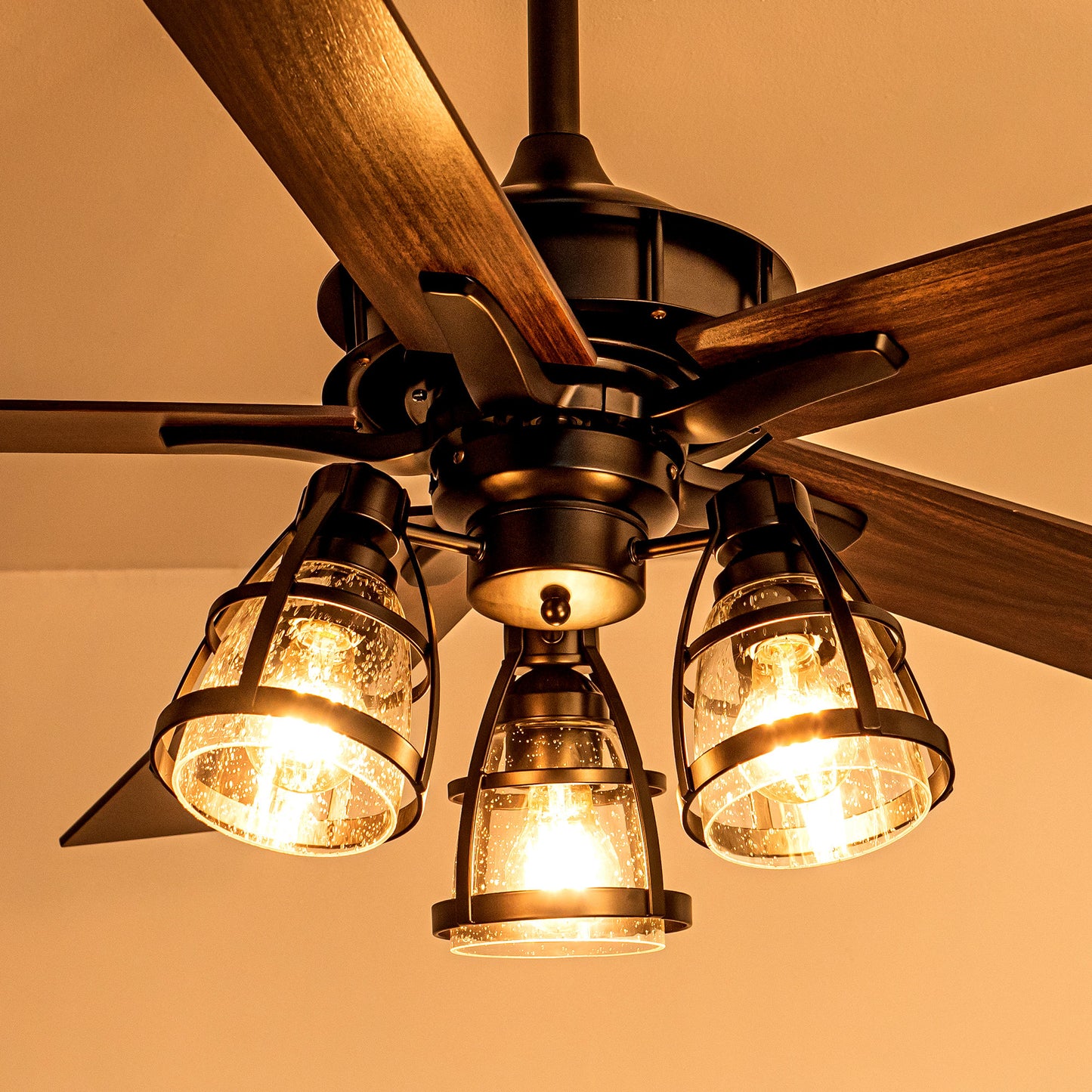 BreezeLite 52" Industrial Matte Black Reversible Ceiling Fan