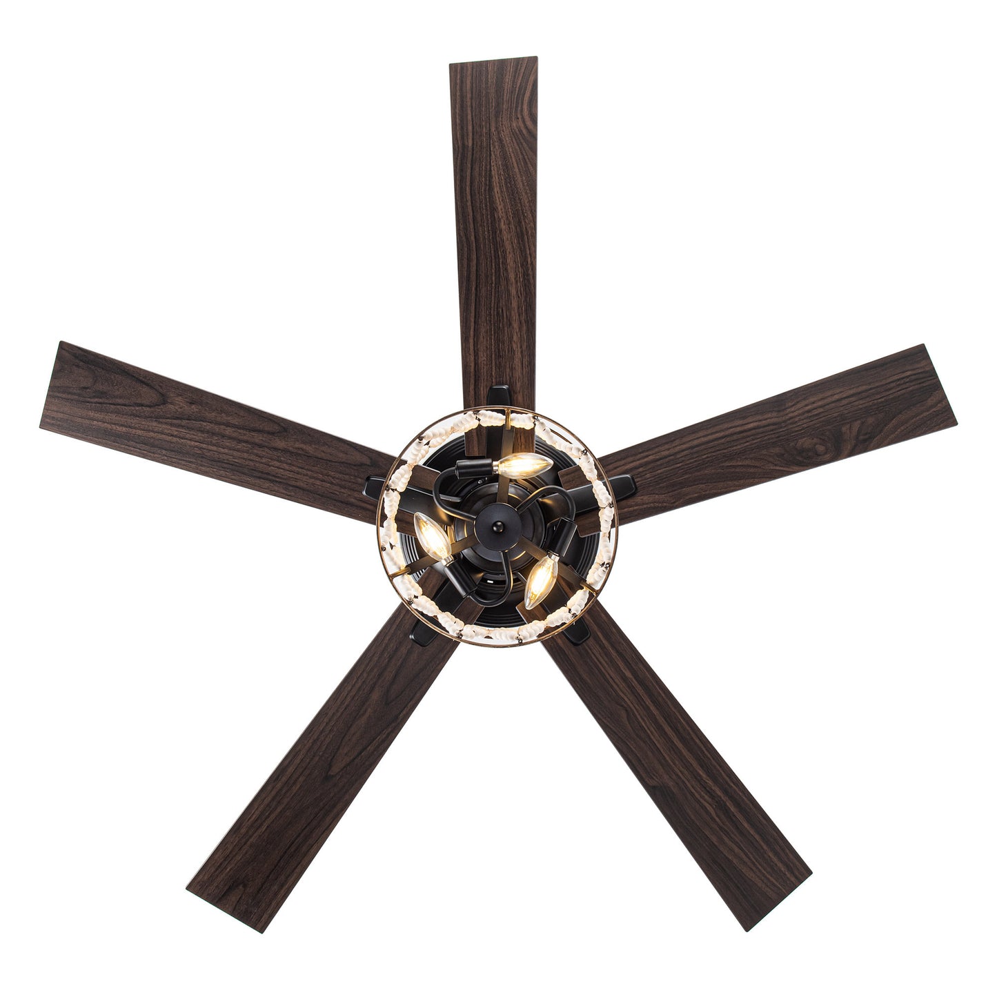 BreezeLite 52" Bohemian Black Wood Beaded Ceiling Fan