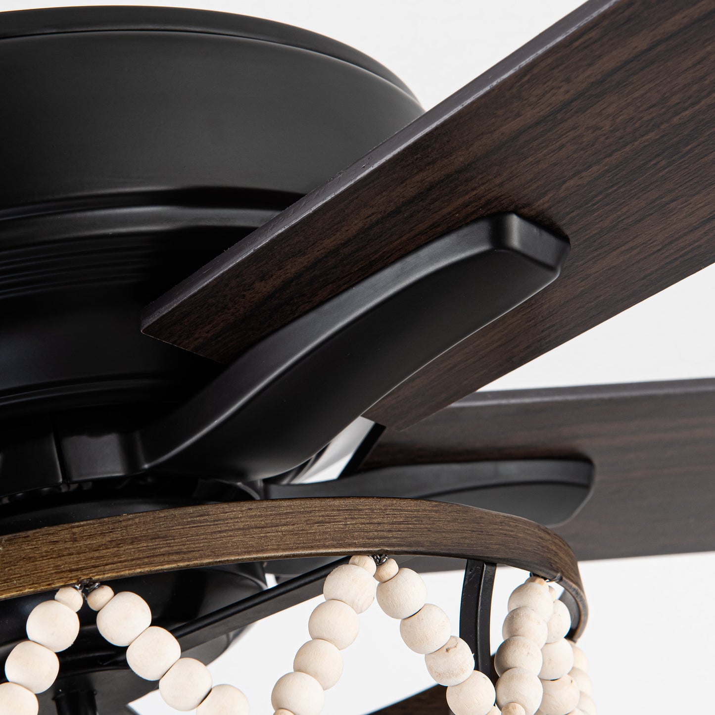BreezeLite 52" Bohemian Black Wood Beaded Ceiling Fan