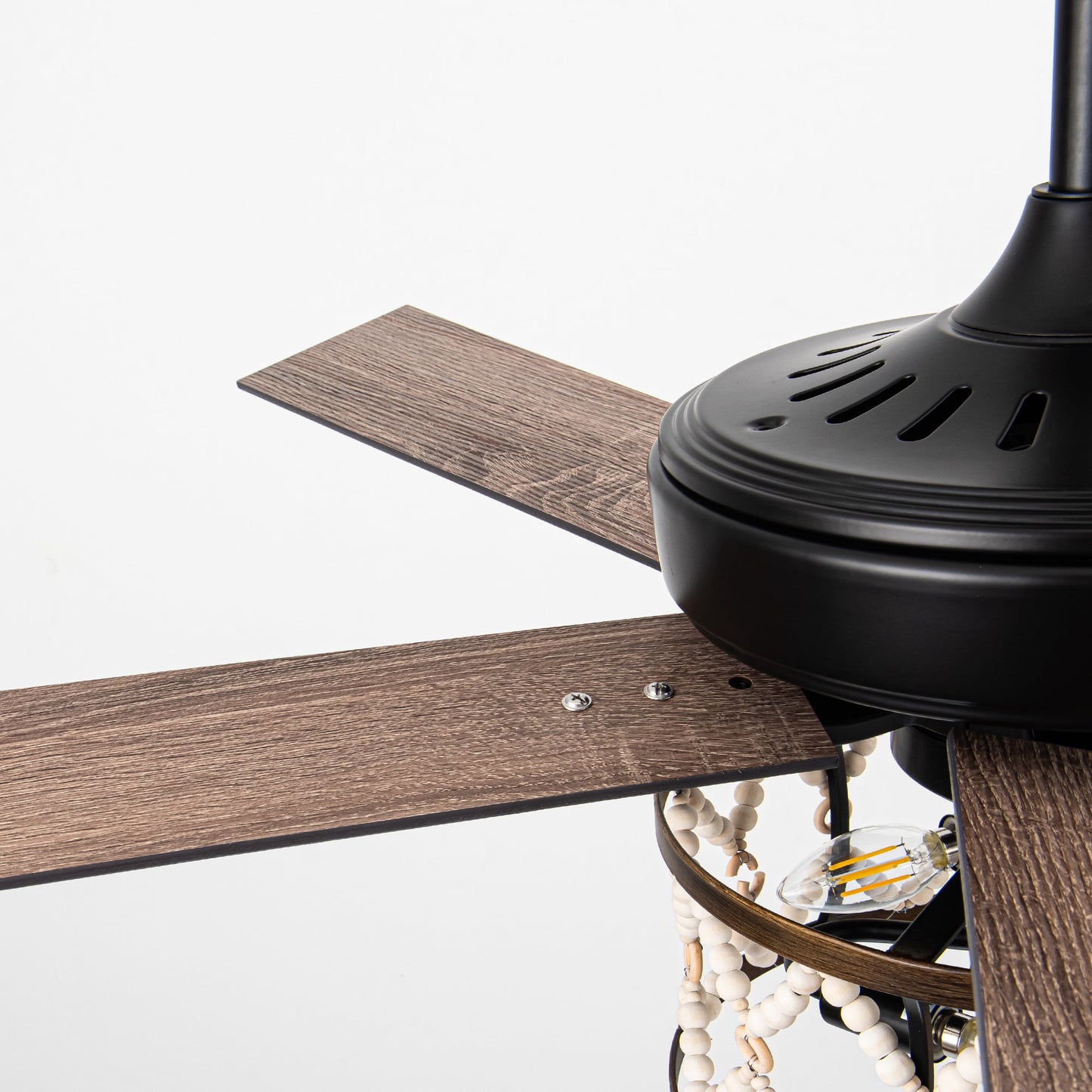 BreezeLite 52" Bohemian Black Wood Beaded Ceiling Fan