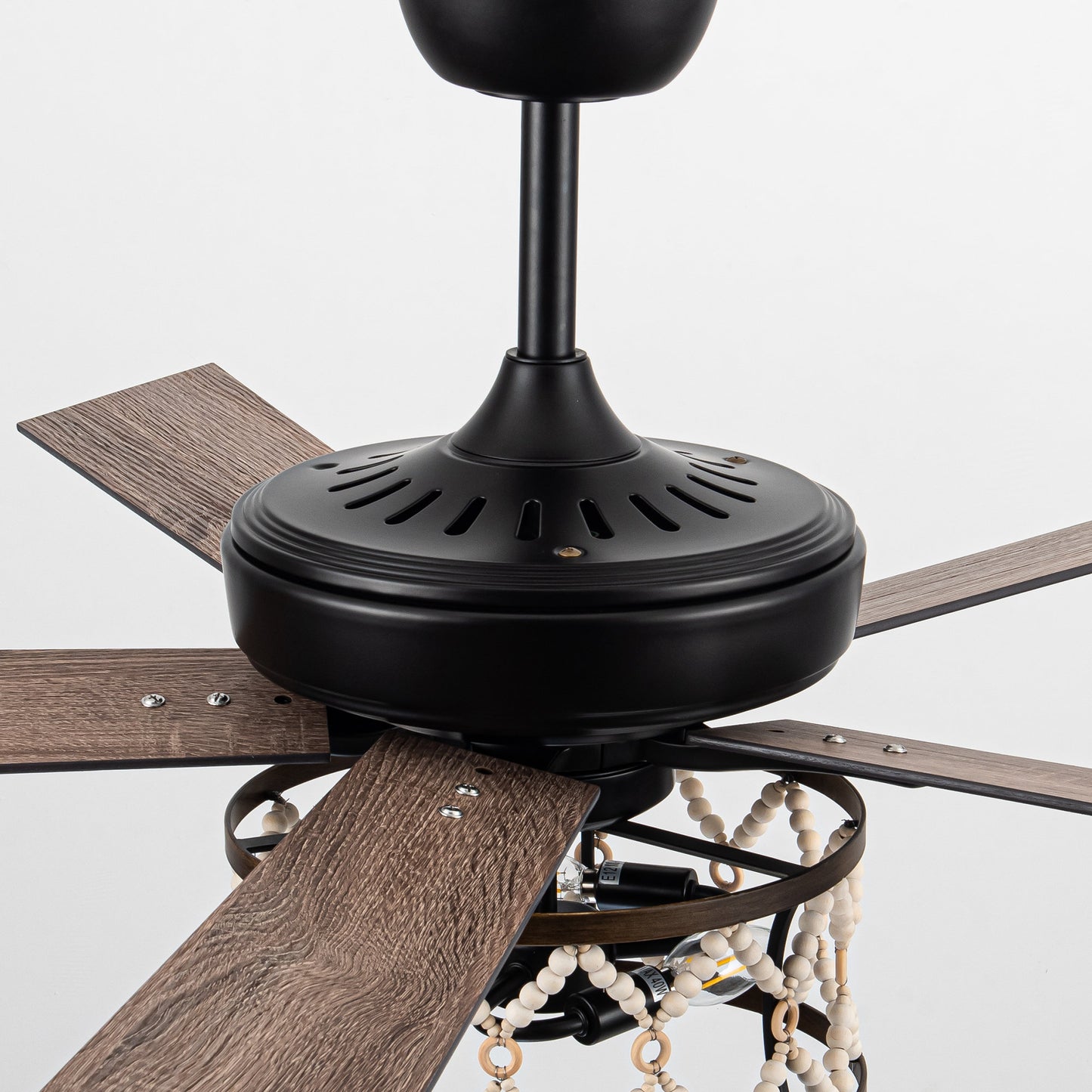 BreezeLite 52" Bohemian Black Wood Beaded Ceiling Fan