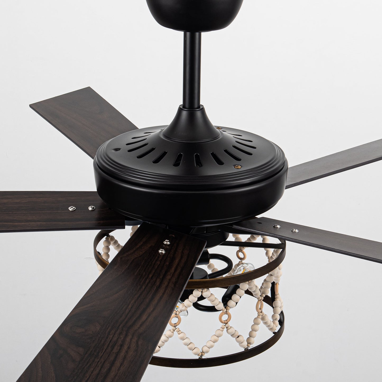 BreezeLite 52" Bohemian Black Wood Beaded Ceiling Fan