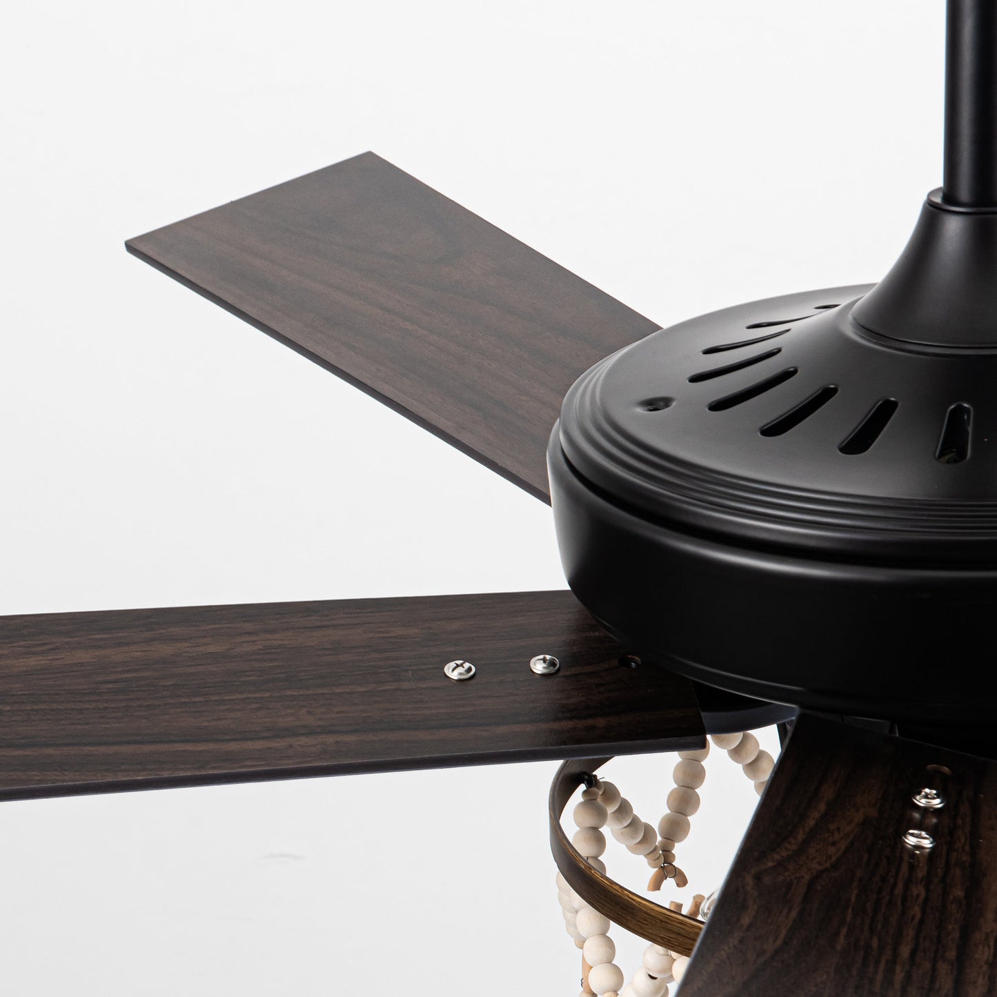 BreezeLite 52" Bohemian Black Wood Beaded Ceiling Fan