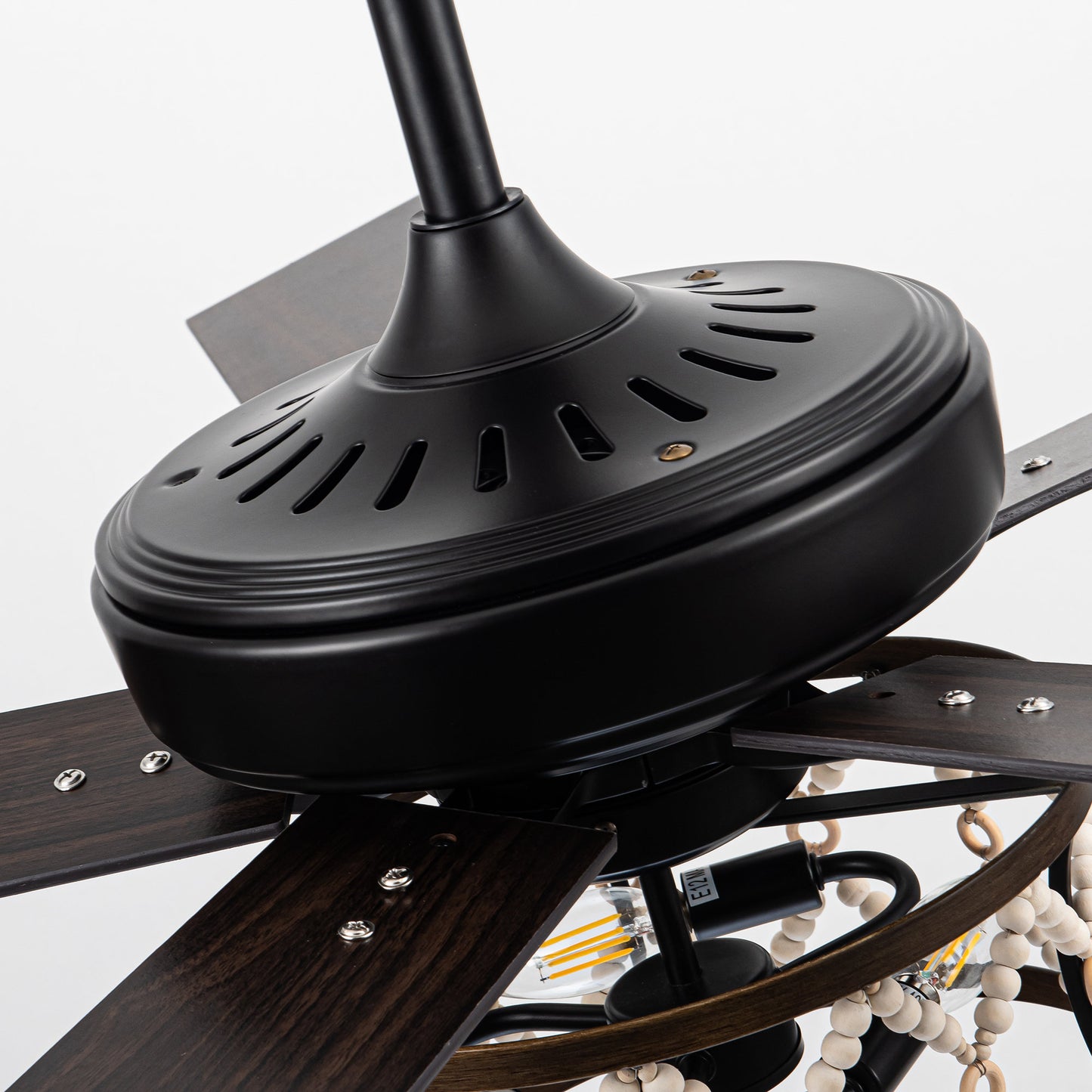 BreezeLite 52" Bohemian Black Wood Beaded Ceiling Fan