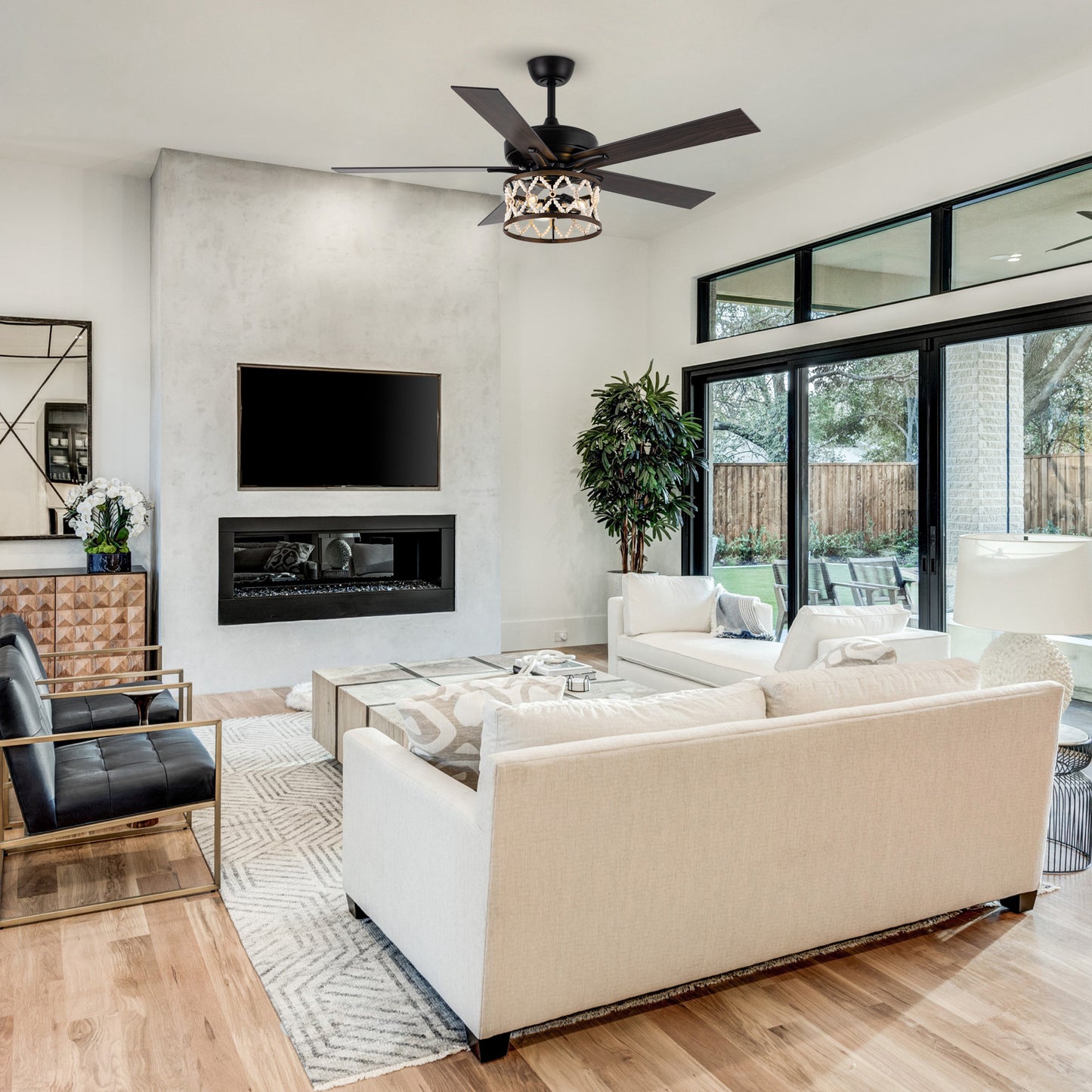 BreezeLite 52" Bohemian Black Wood Beaded Ceiling Fan