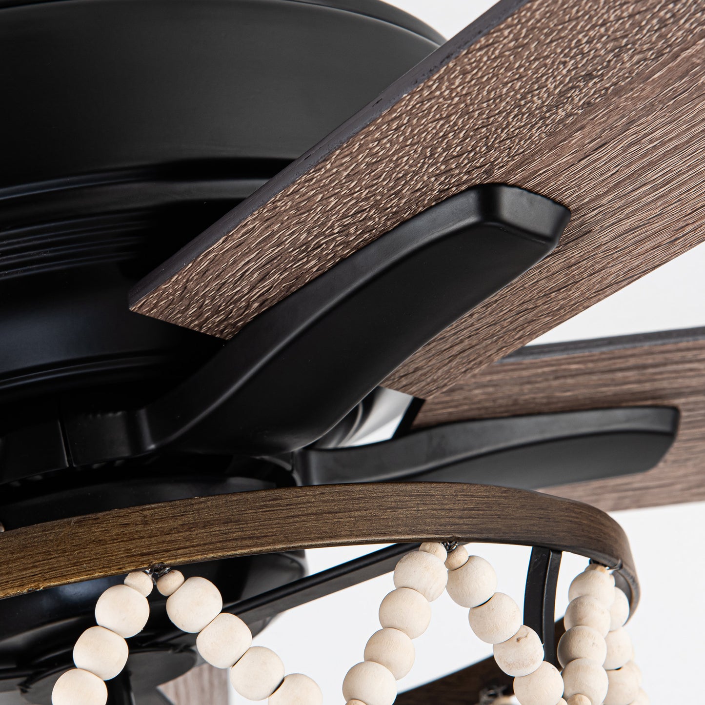 BreezeLite 52" Bohemian Black Wood Beaded Ceiling Fan