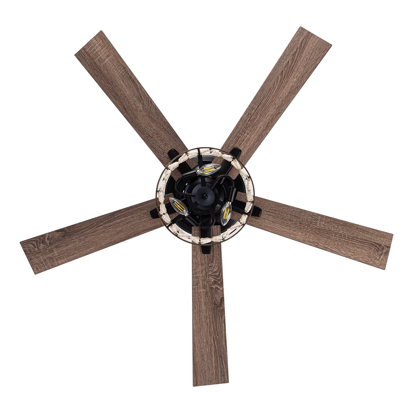 BreezeLite 52" Bohemian Black Wood Beaded Ceiling Fan