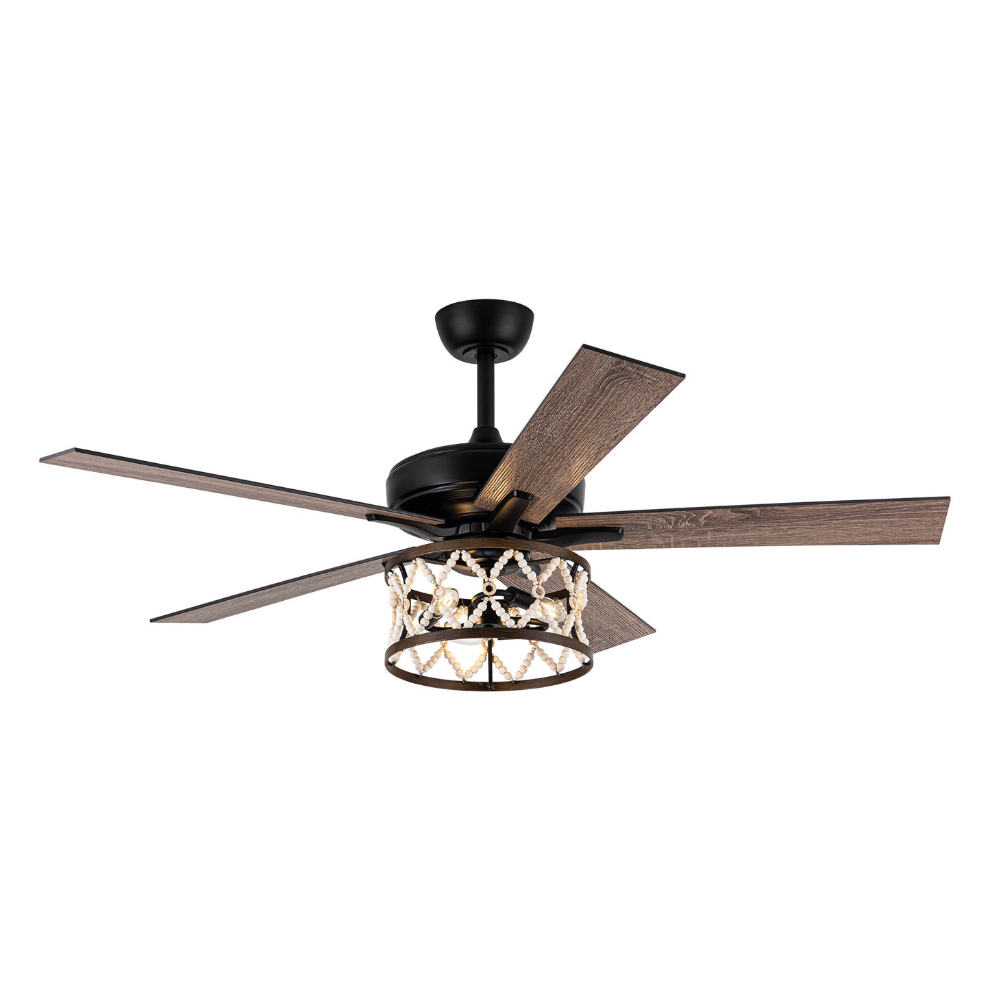 BreezeLite 52" Bohemian Black Wood Beaded Ceiling Fan