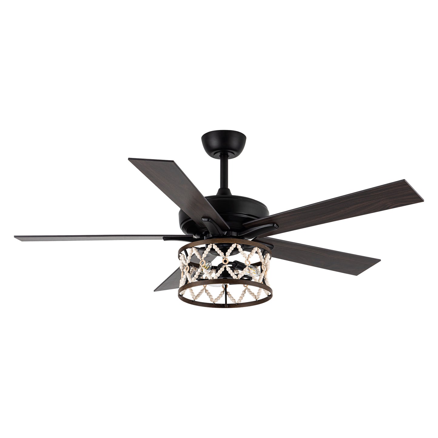 BreezeLite 52" Bohemian Black Wood Beaded Ceiling Fan
