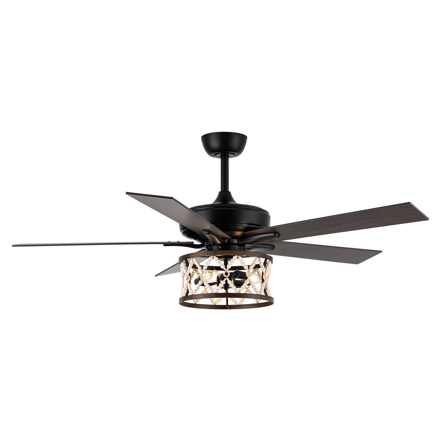 BreezeLite 52" Bohemian Black Wood Beaded Ceiling Fan