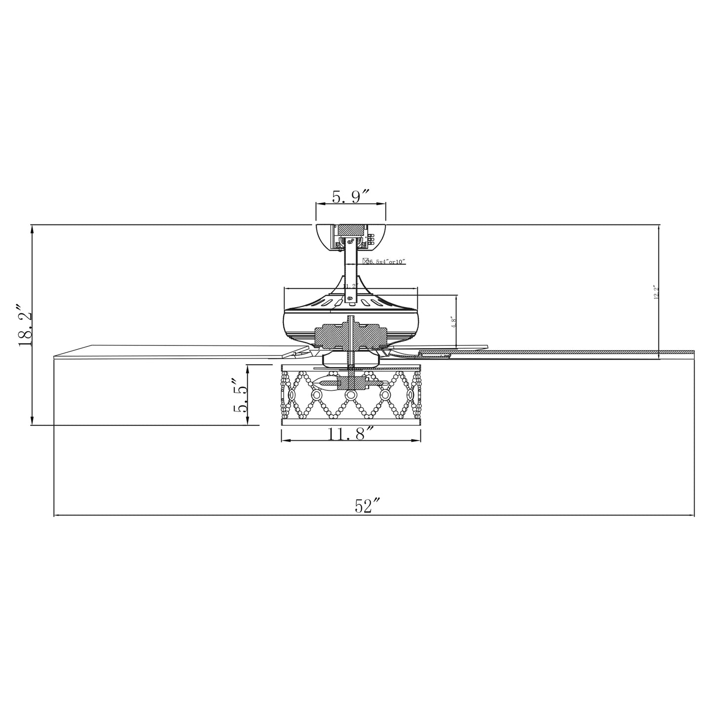 BreezeLite 52" Bohemian Black Wood Beaded Ceiling Fan