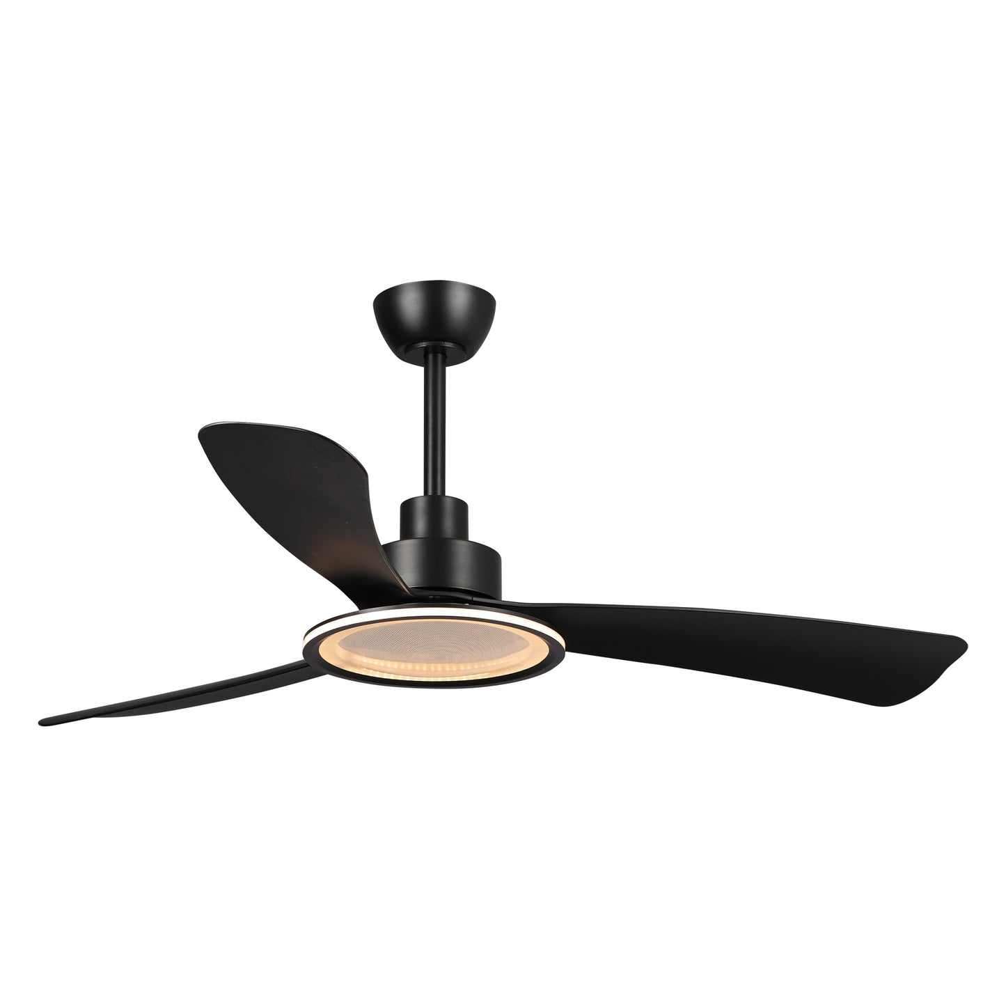 BreezeLite 52" Modern Matte Black LED 3-Blade Ceiling Fan