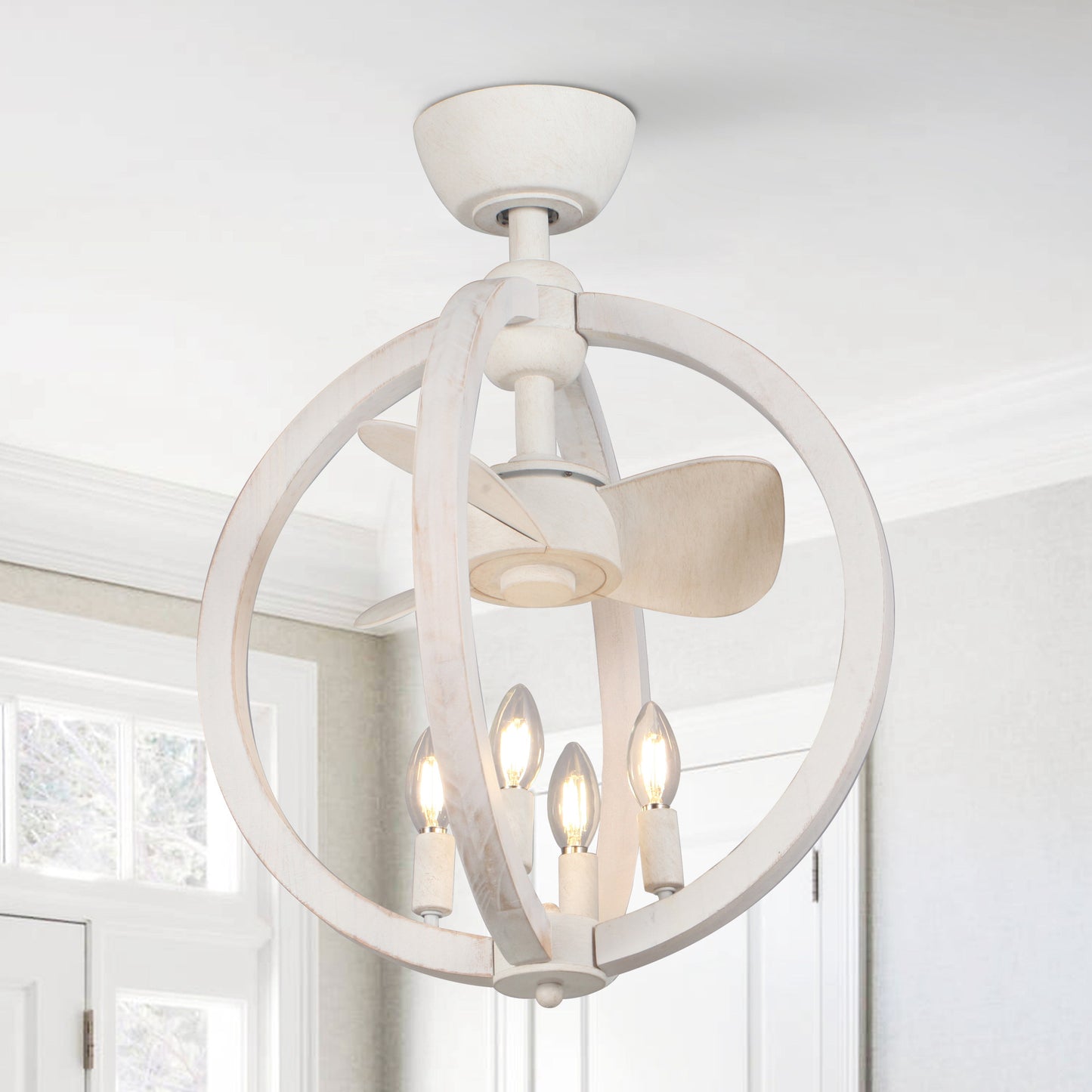 BreezeLite Modern 18.4" Antique White Indoor Ceiling Fan