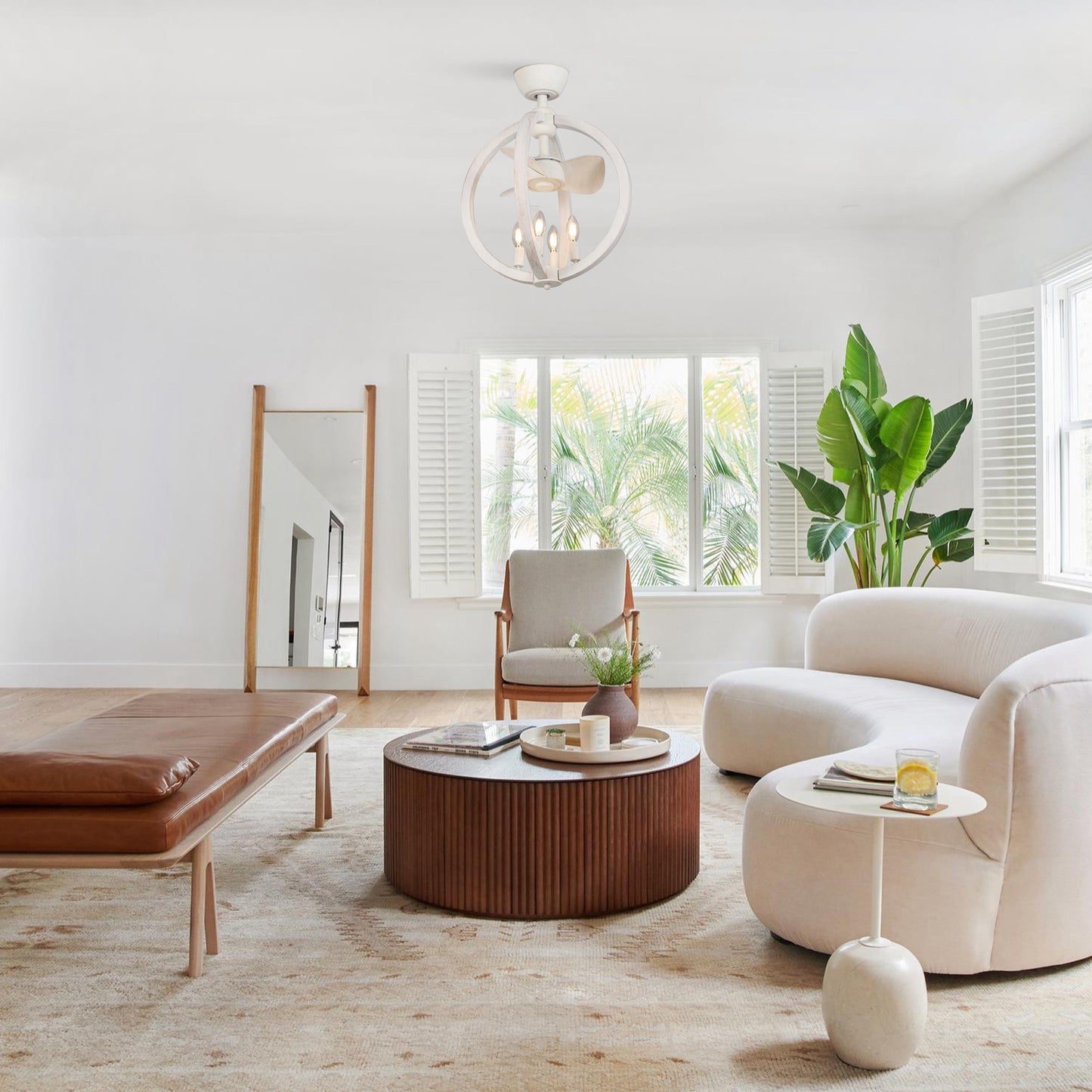 BreezeLite Modern 18.4" Antique White Indoor Ceiling Fan