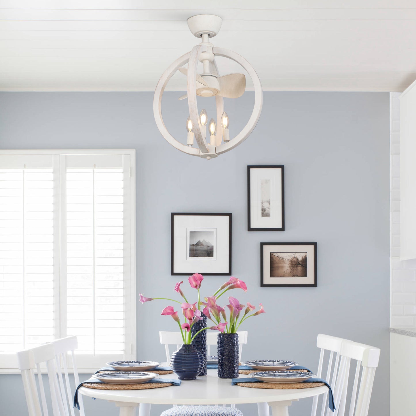 BreezeLite Modern 18.4" Antique White Indoor Ceiling Fan