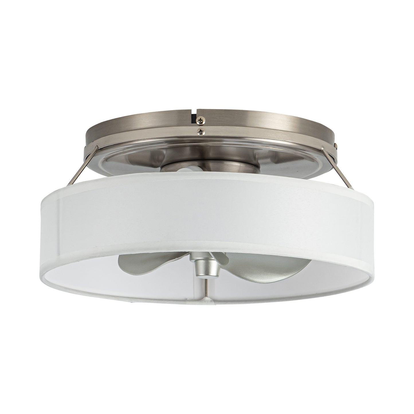BreezeLite Modern 12.6" Nickel Caged Flush Mount Ceiling Fan