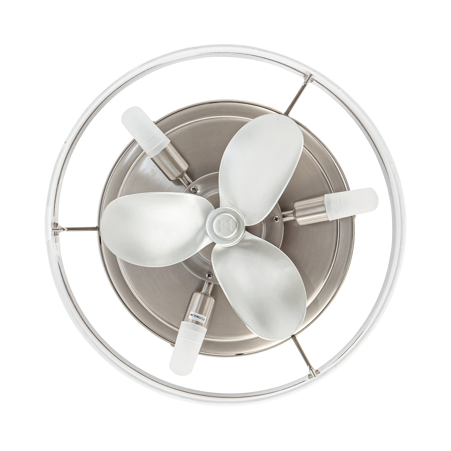 BreezeLite Modern 12.6" Nickel Caged Flush Mount Ceiling Fan