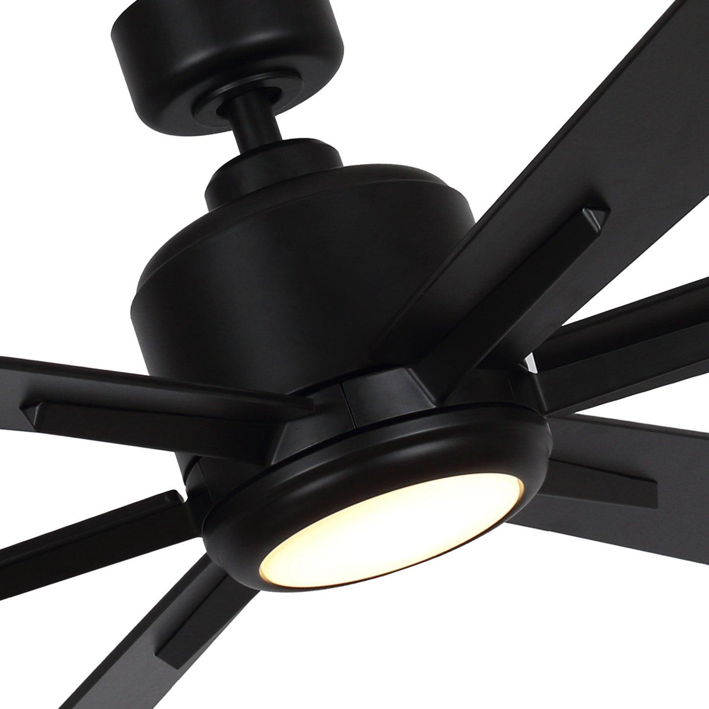 BreezeLite Modern 65" Matte Black LED Downrod Ceiling Fan