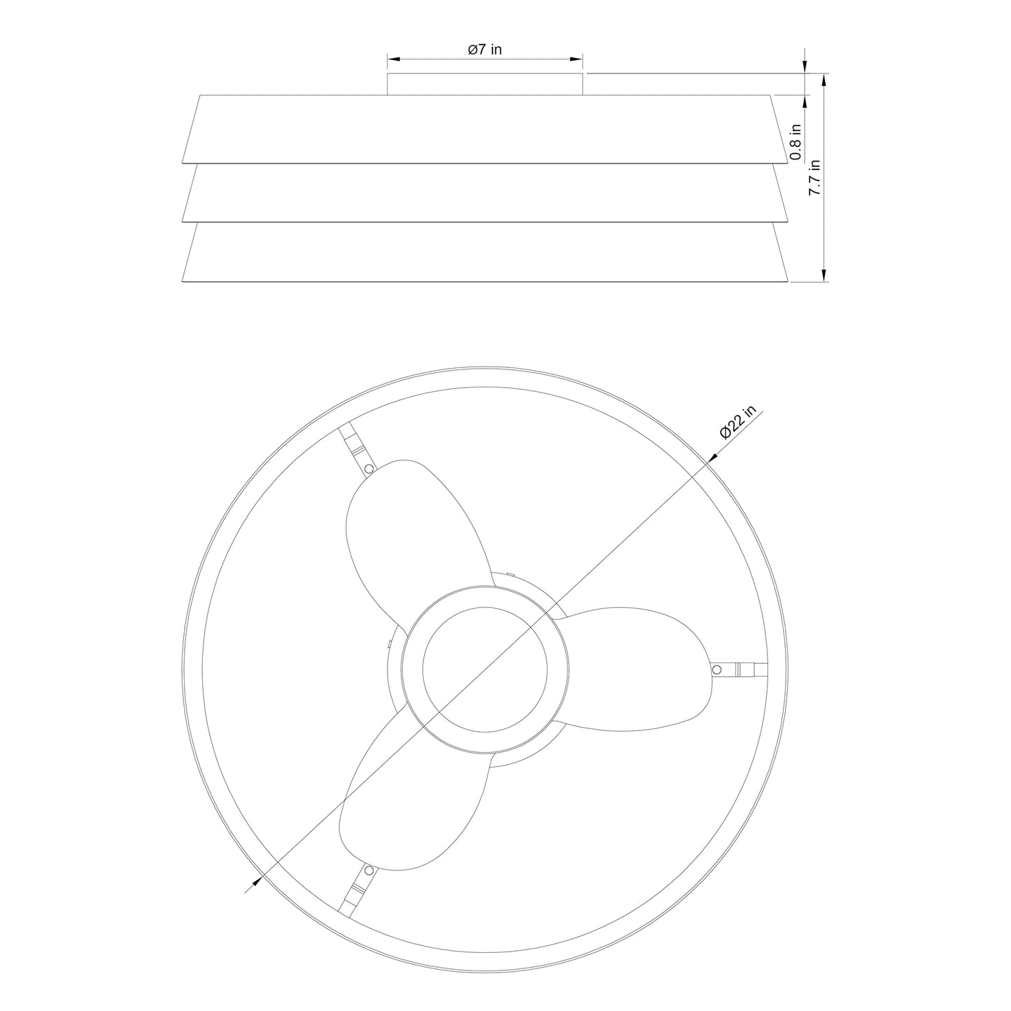 22" Farmhouse Ceiling Fan with LED Light