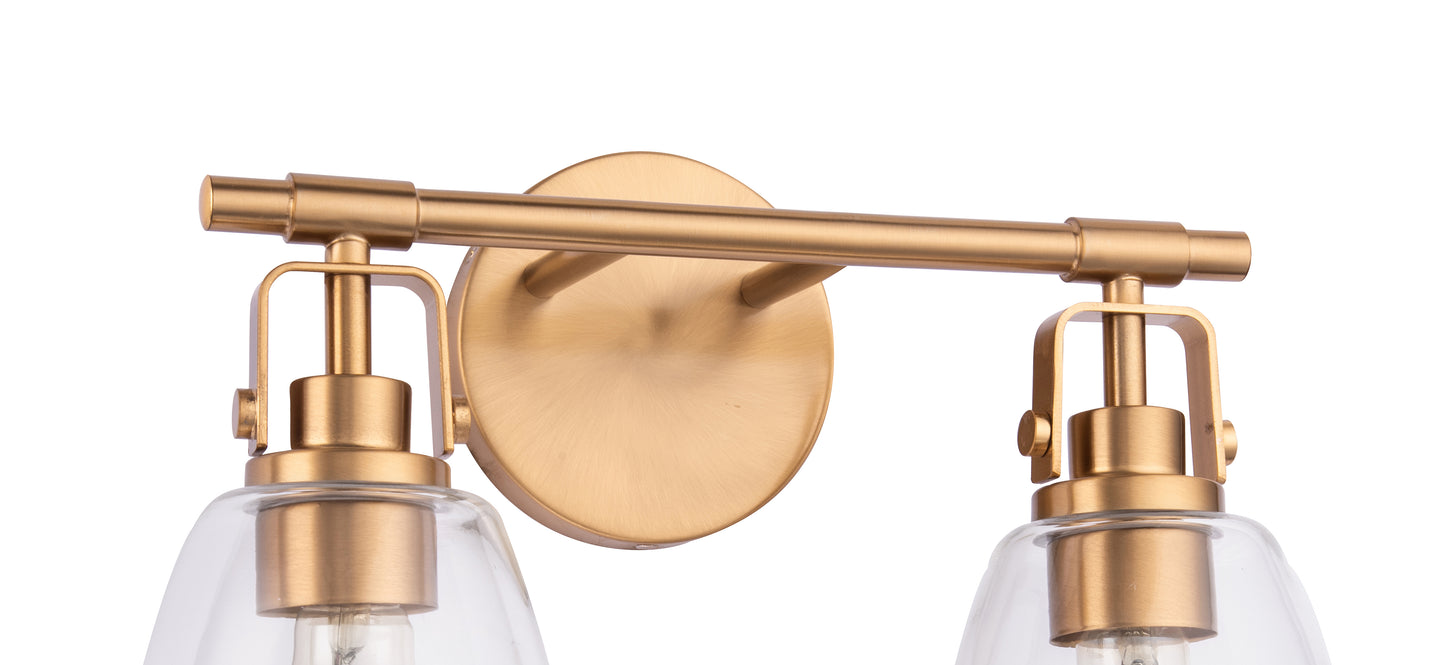 Brilliance Modern Farmhouse 2-Light Gold Vanity Light