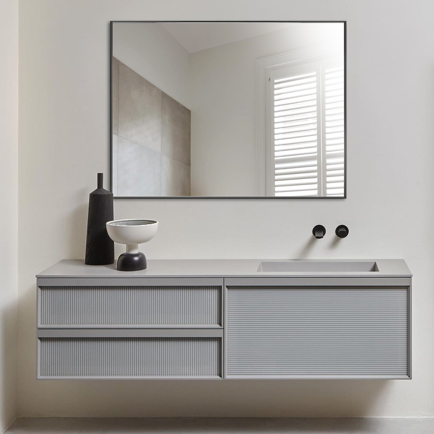 Reflections Sleek Modern Black Aluminum Framed Wall Mirror