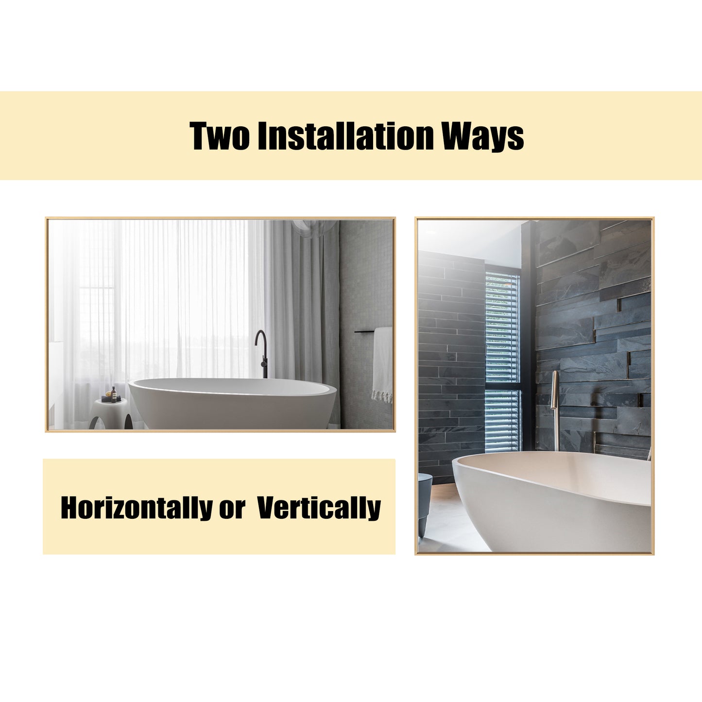 Reflections Sleek Modern Gold Aluminum Framed Wall Mirror