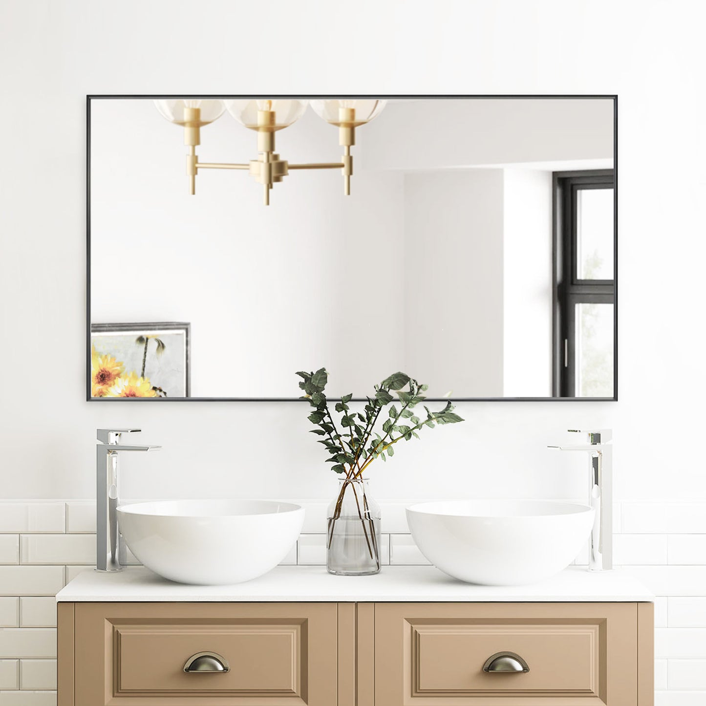 Reflections Sleek Modern Black Aluminum Framed Wall Mirror
