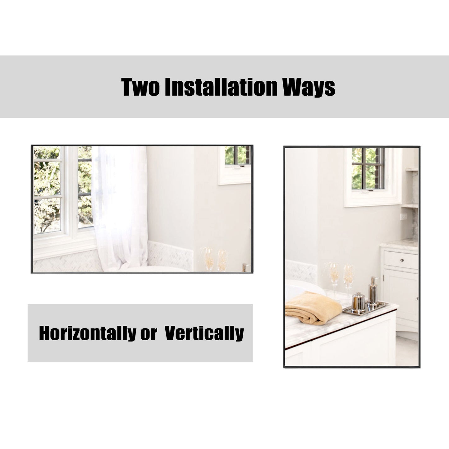 Reflections Sleek Modern Black Aluminum Framed Wall Mirror