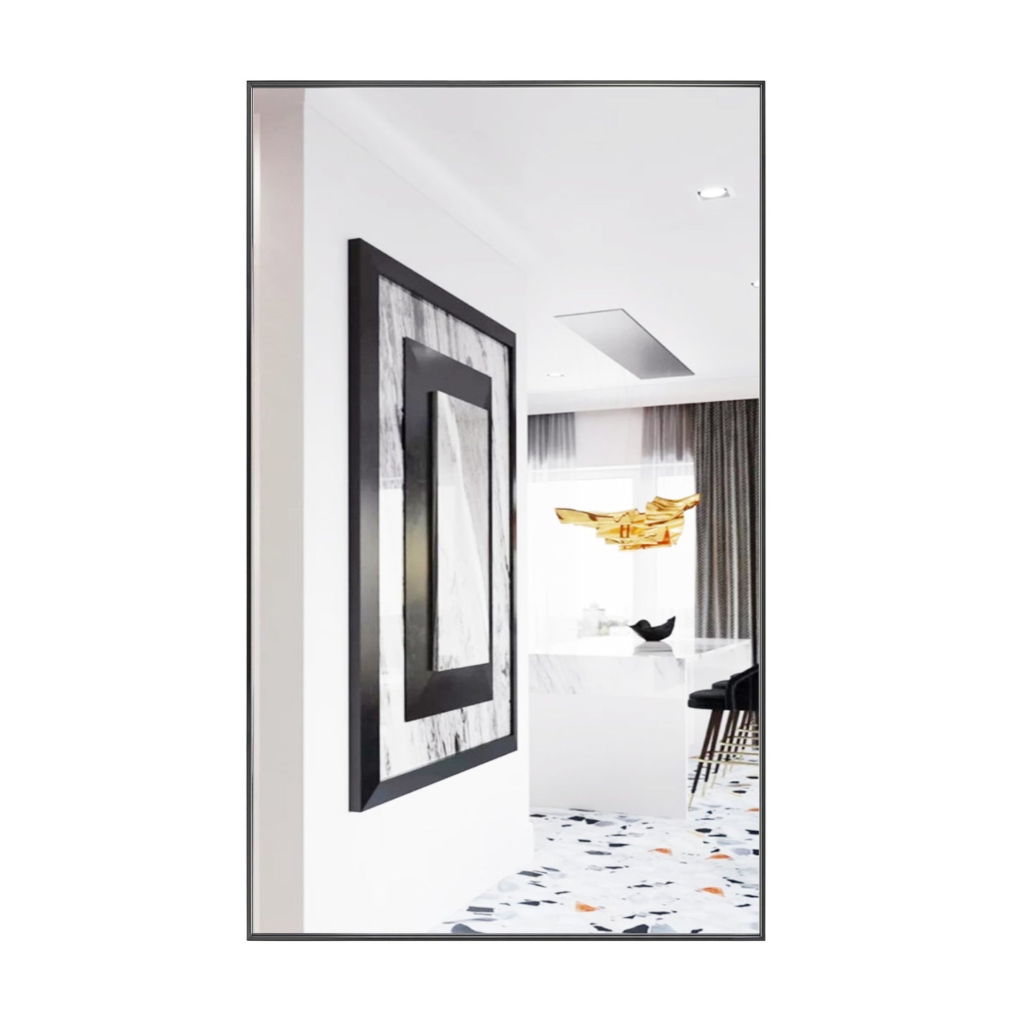 Reflections Sleek Modern Black Aluminum Framed Wall Mirror