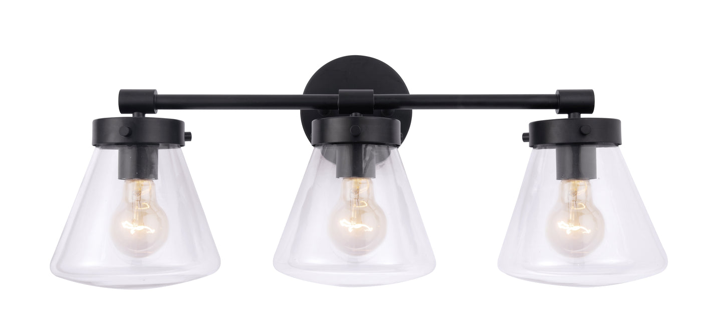 Gleam Modern Farmhouse 3-Light Black Vanity Light