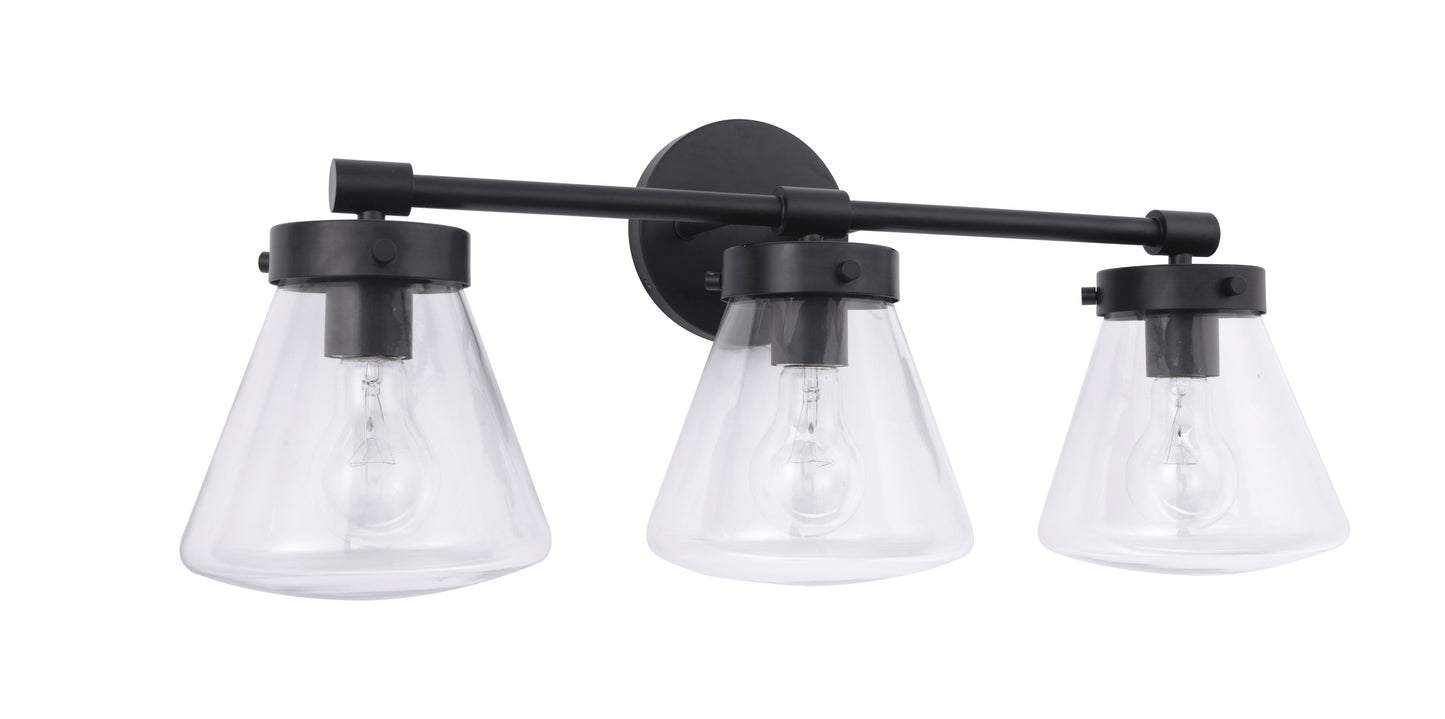 Gleam Modern Farmhouse 3-Light Black Vanity Light