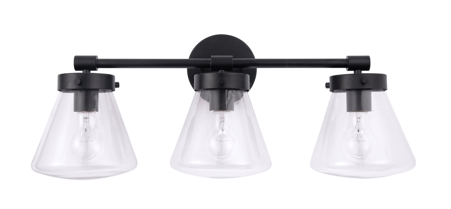 Gleam Modern Farmhouse 3-Light Black Vanity Light