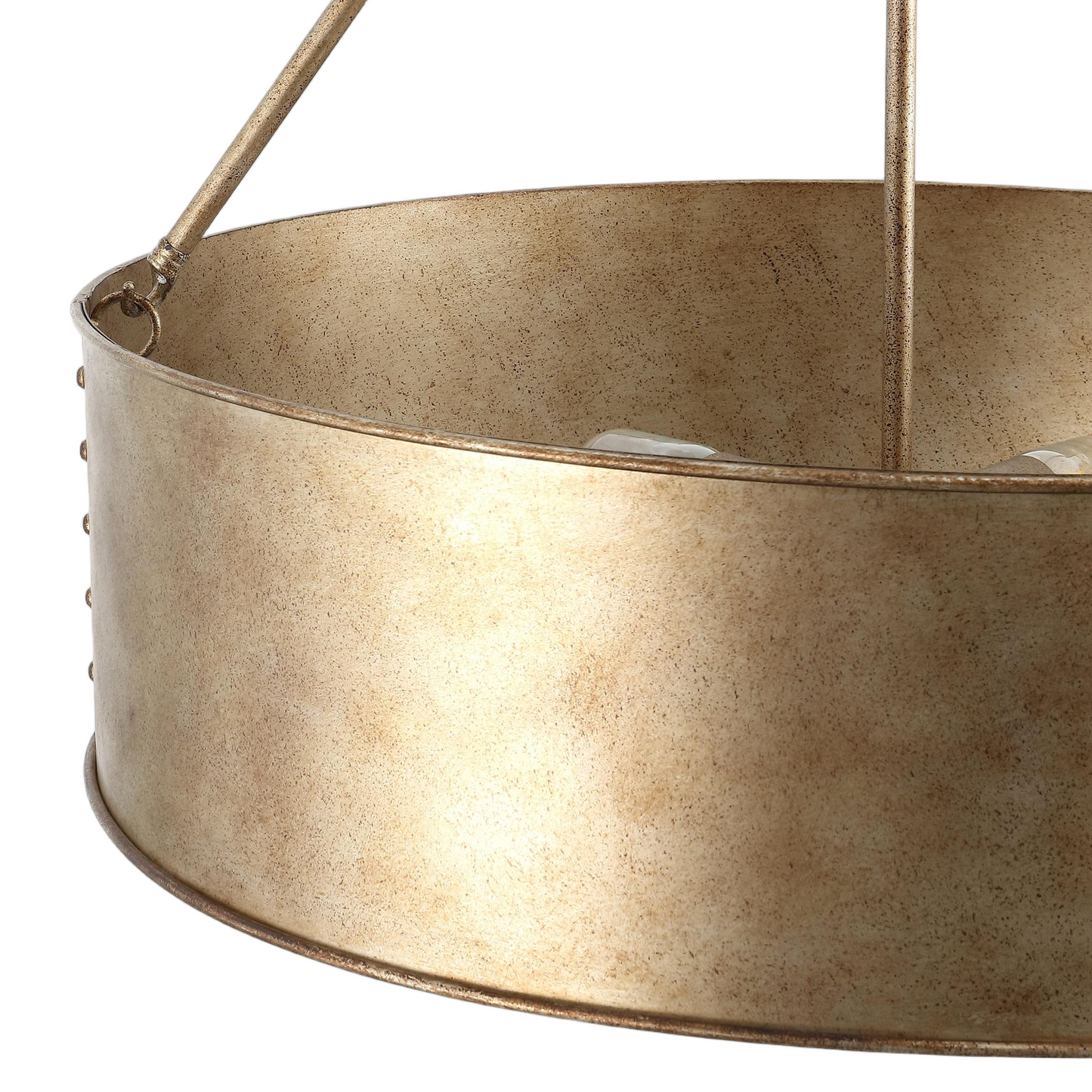 24" Farmhouse Chandelier 5-Light Rustic Gold Metal Shade – Industrial Hanging Light
