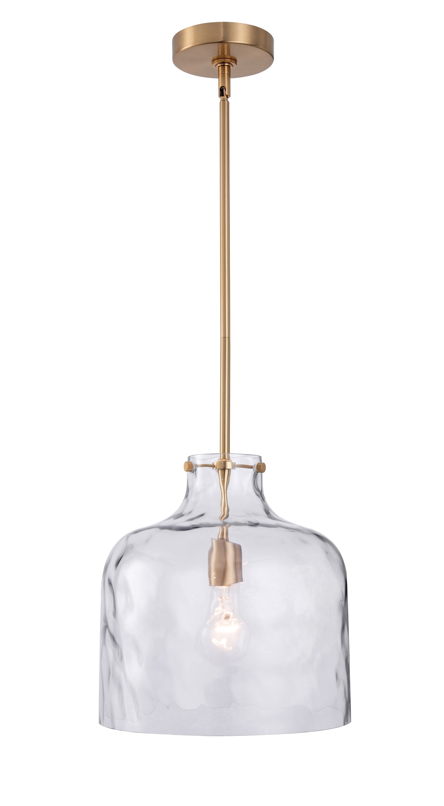 Kara Farmhouse 1-Light Textured Glass Gold Pendant Light
