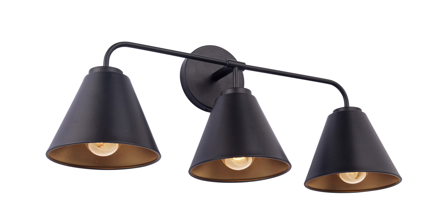 Loft Lantern Modern 3-Light Black Vanity Light