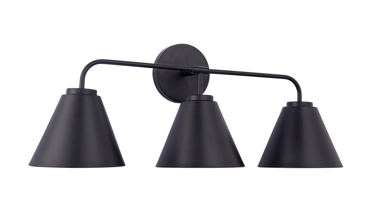 Loft Lantern Modern 3-Light Black Vanity Light