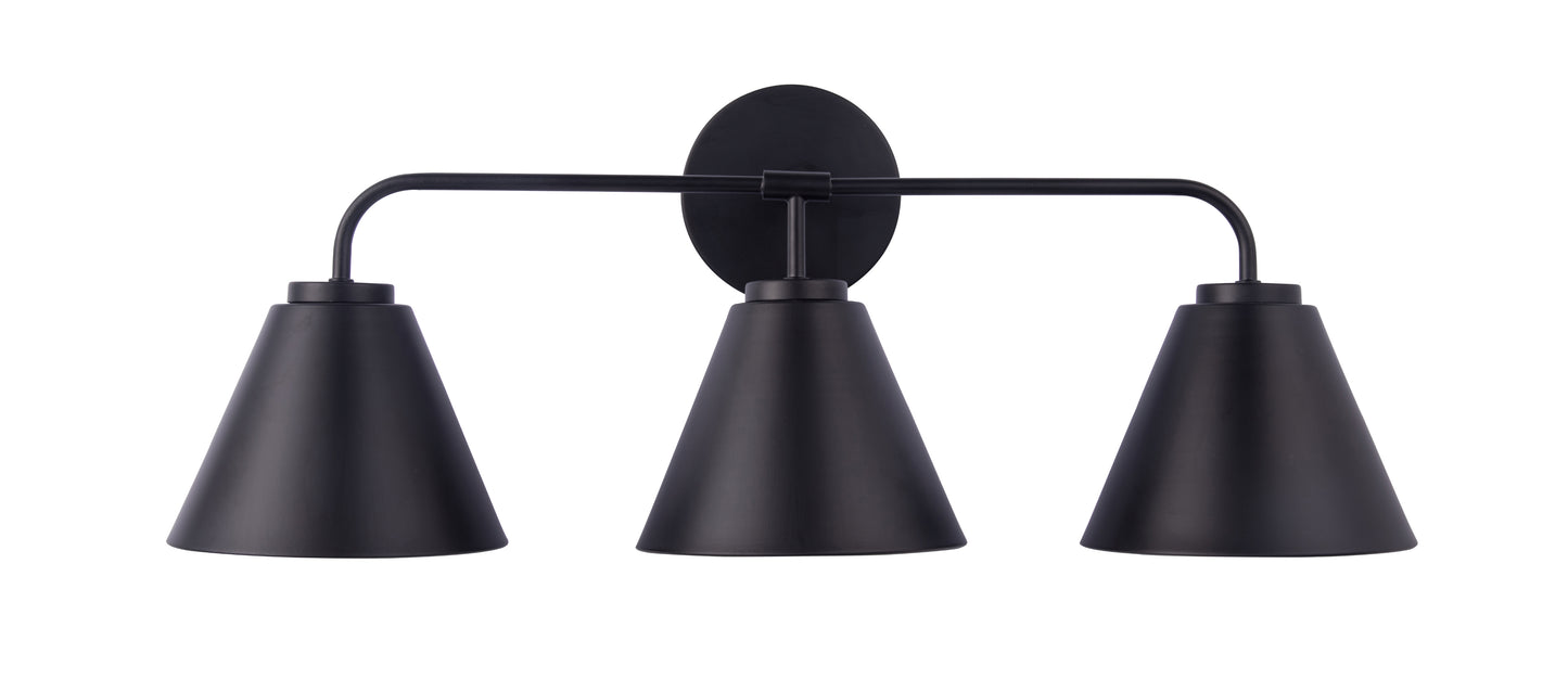 Loft Lantern Modern 3-Light Black Vanity Light