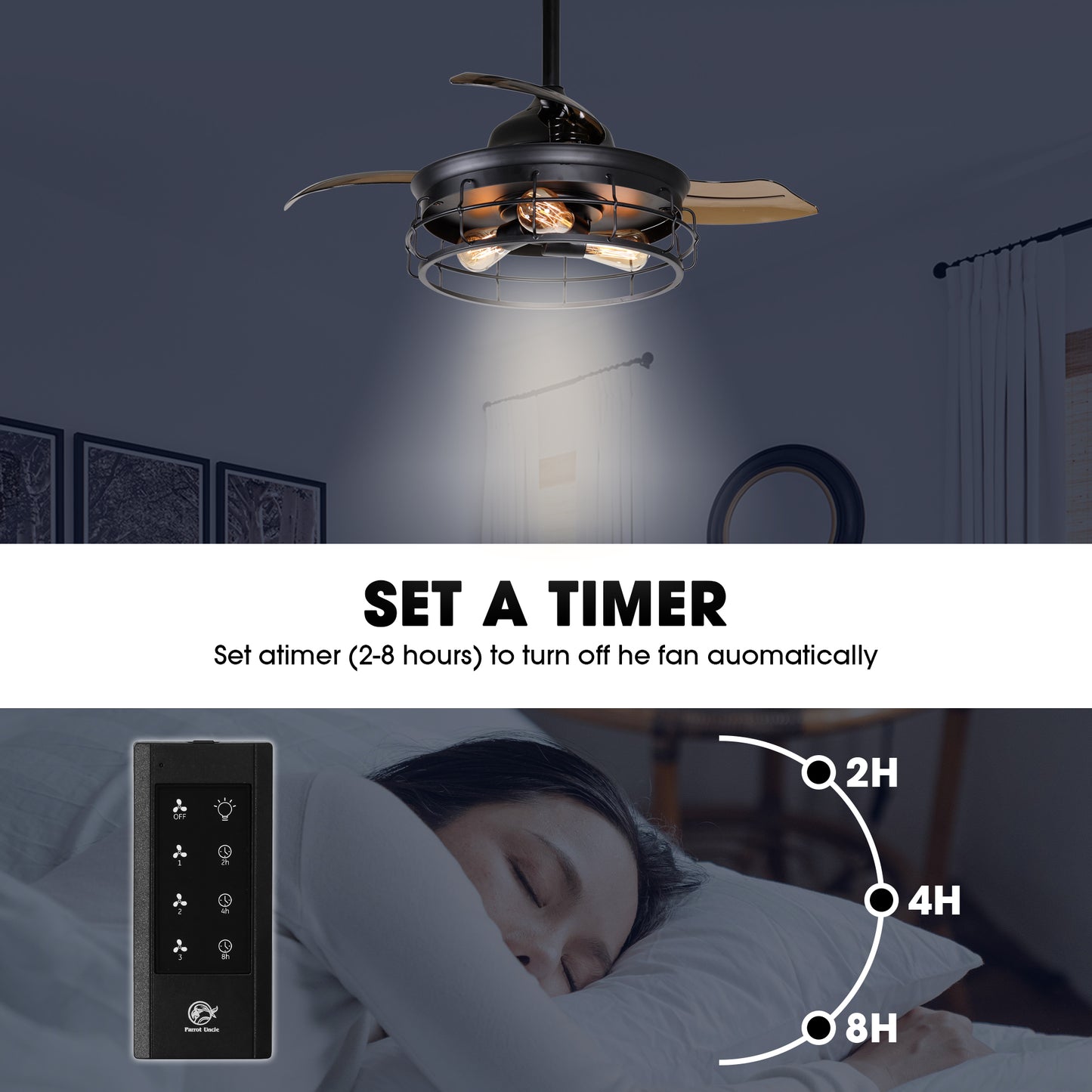 Luxe Twirl Industrial 36" Retractable ABS Blades Fandalier Ceiling Fan